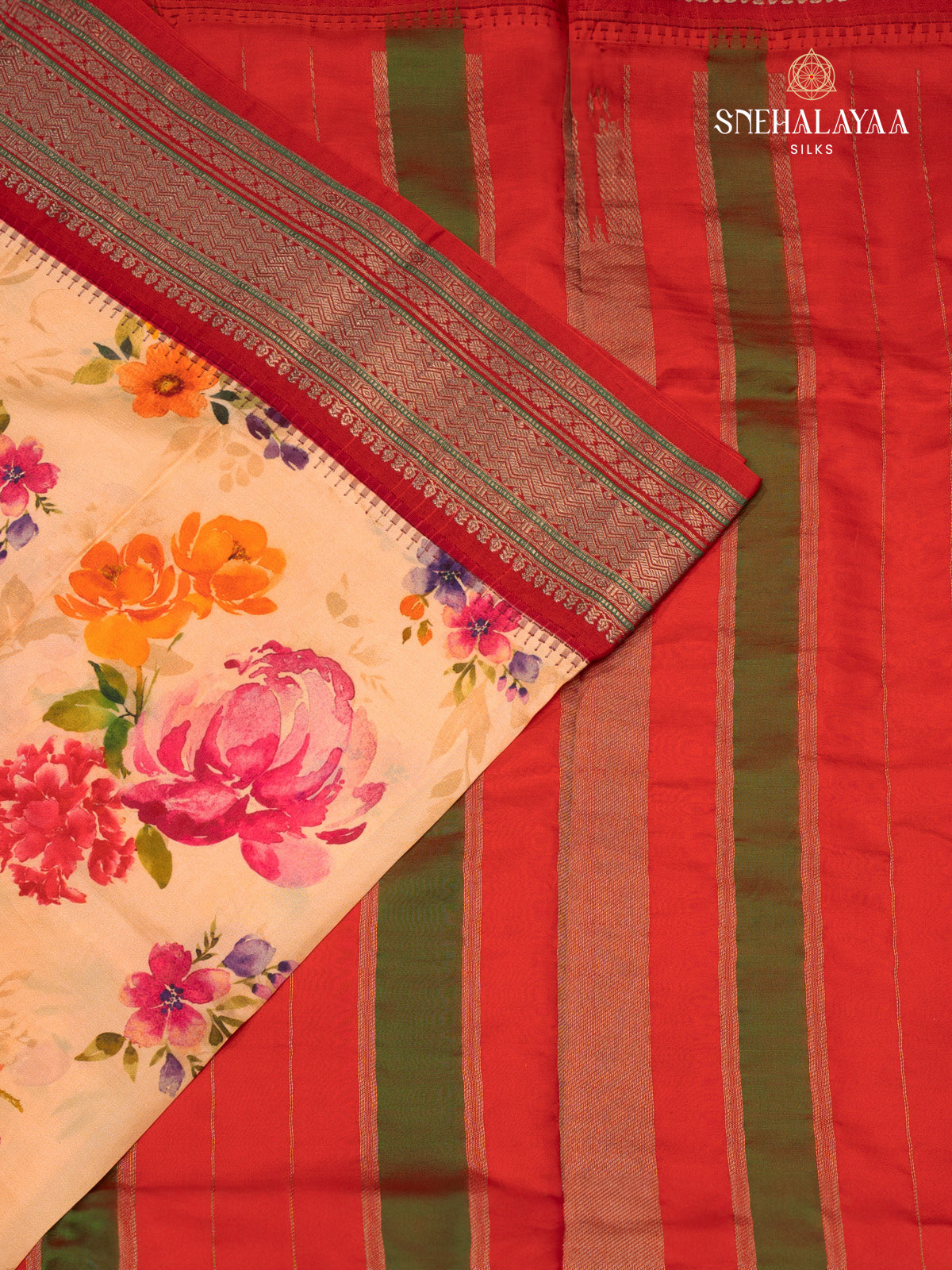 Peach Printed Kanjivaram Silk Saree
