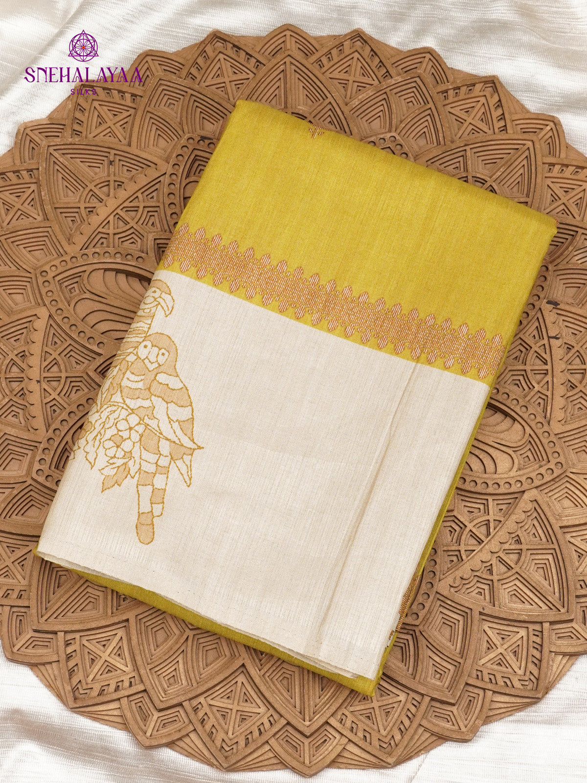 Mustard Yellow Tussar Saree