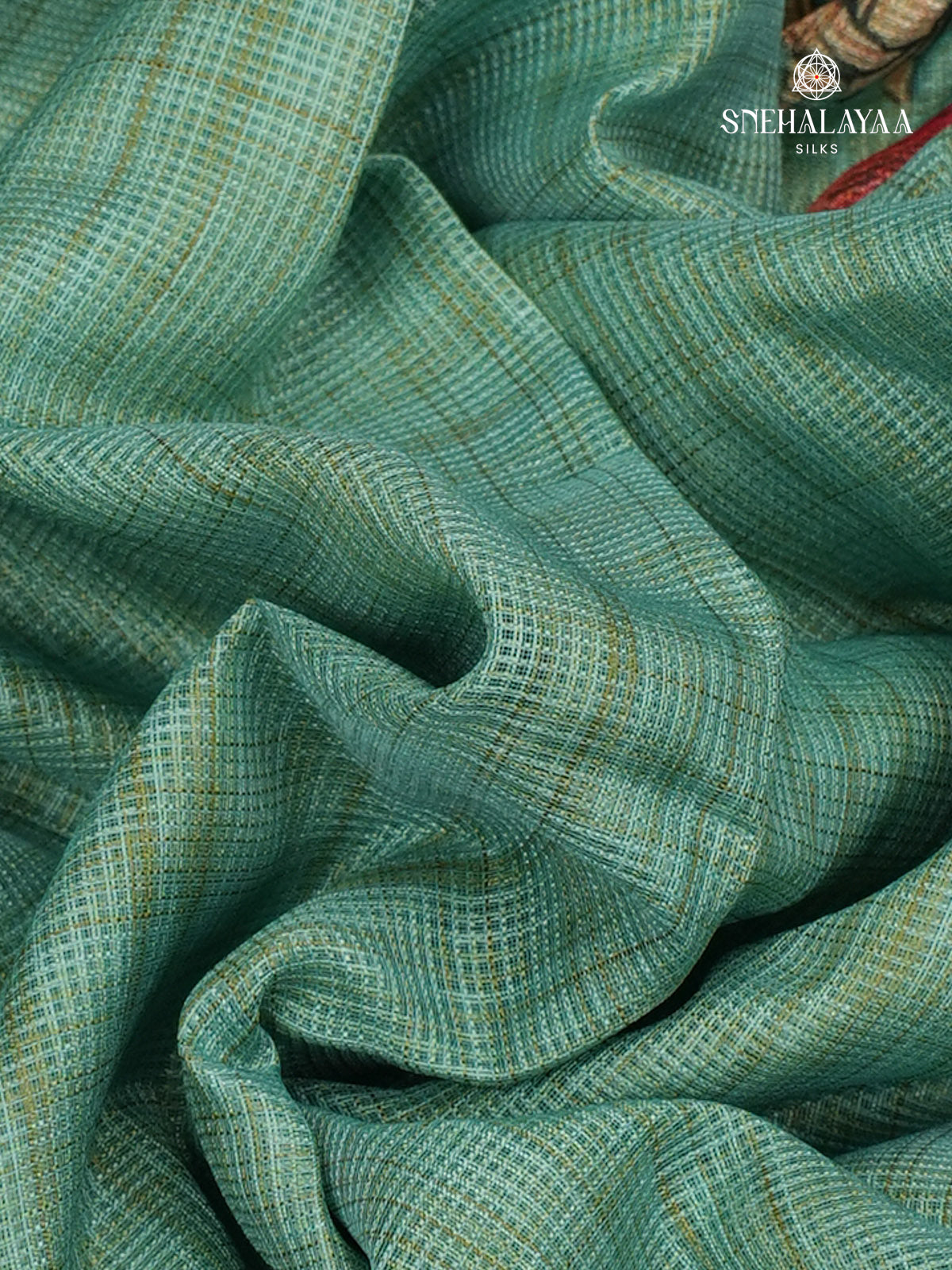 Teal Blue Printed Kota Saree