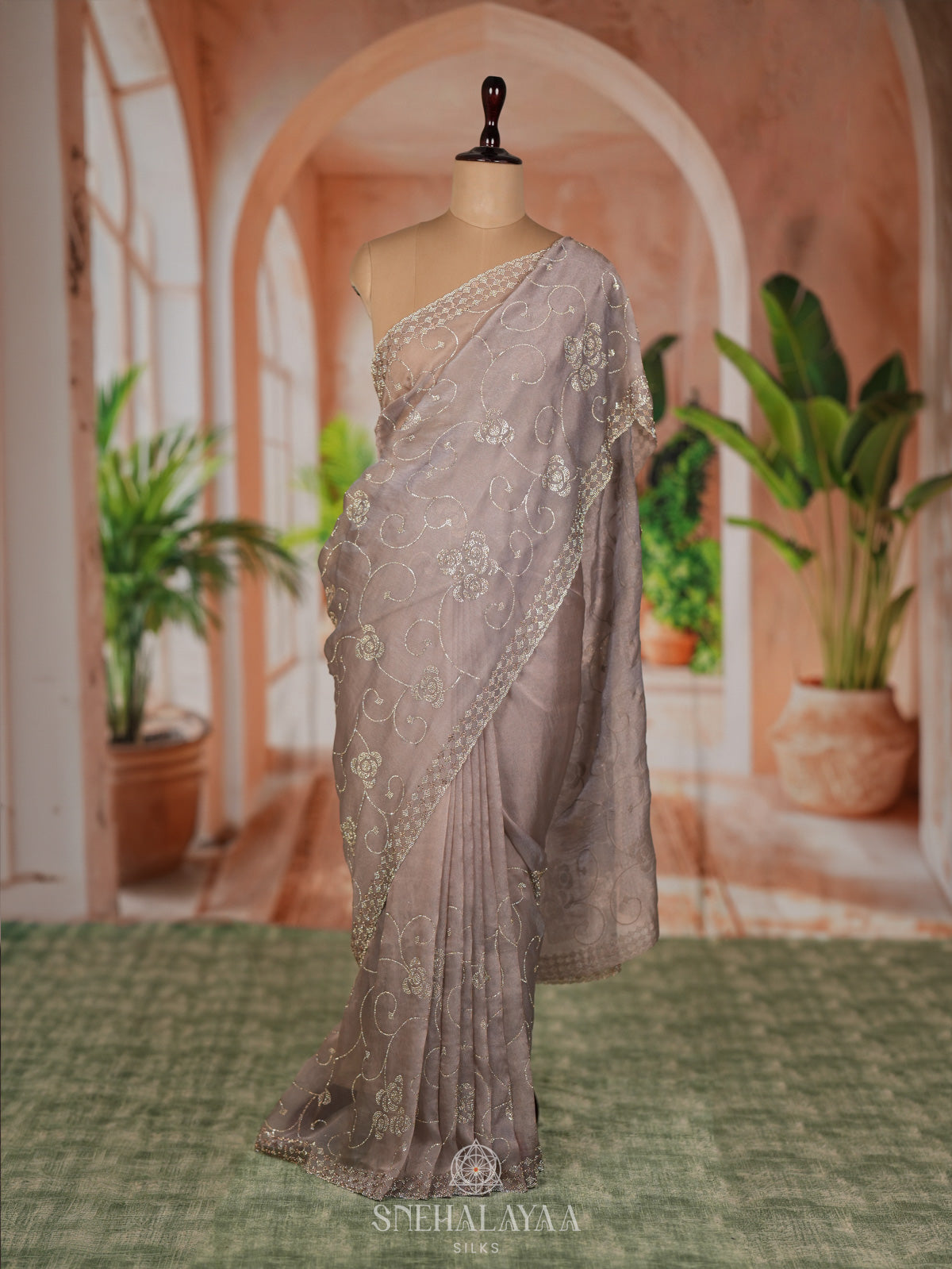 Pale Pink Designer Saree