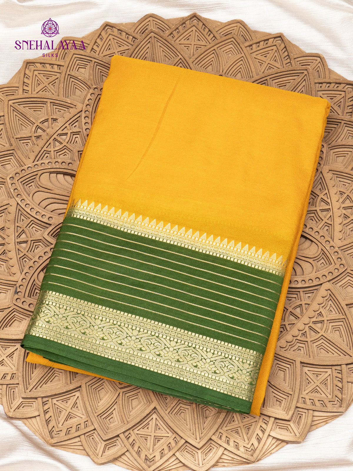 Mustard Yellow Mysore Silk Saree