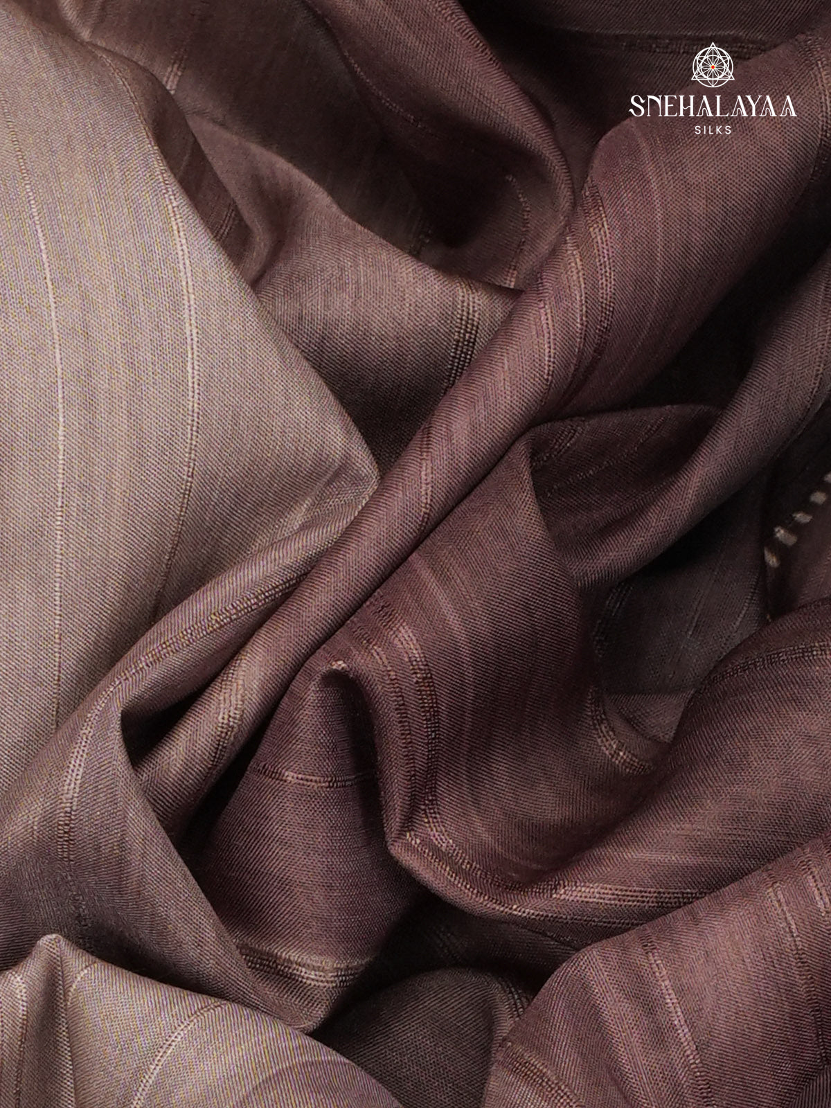 Brown Floral Printed Tussar Saree