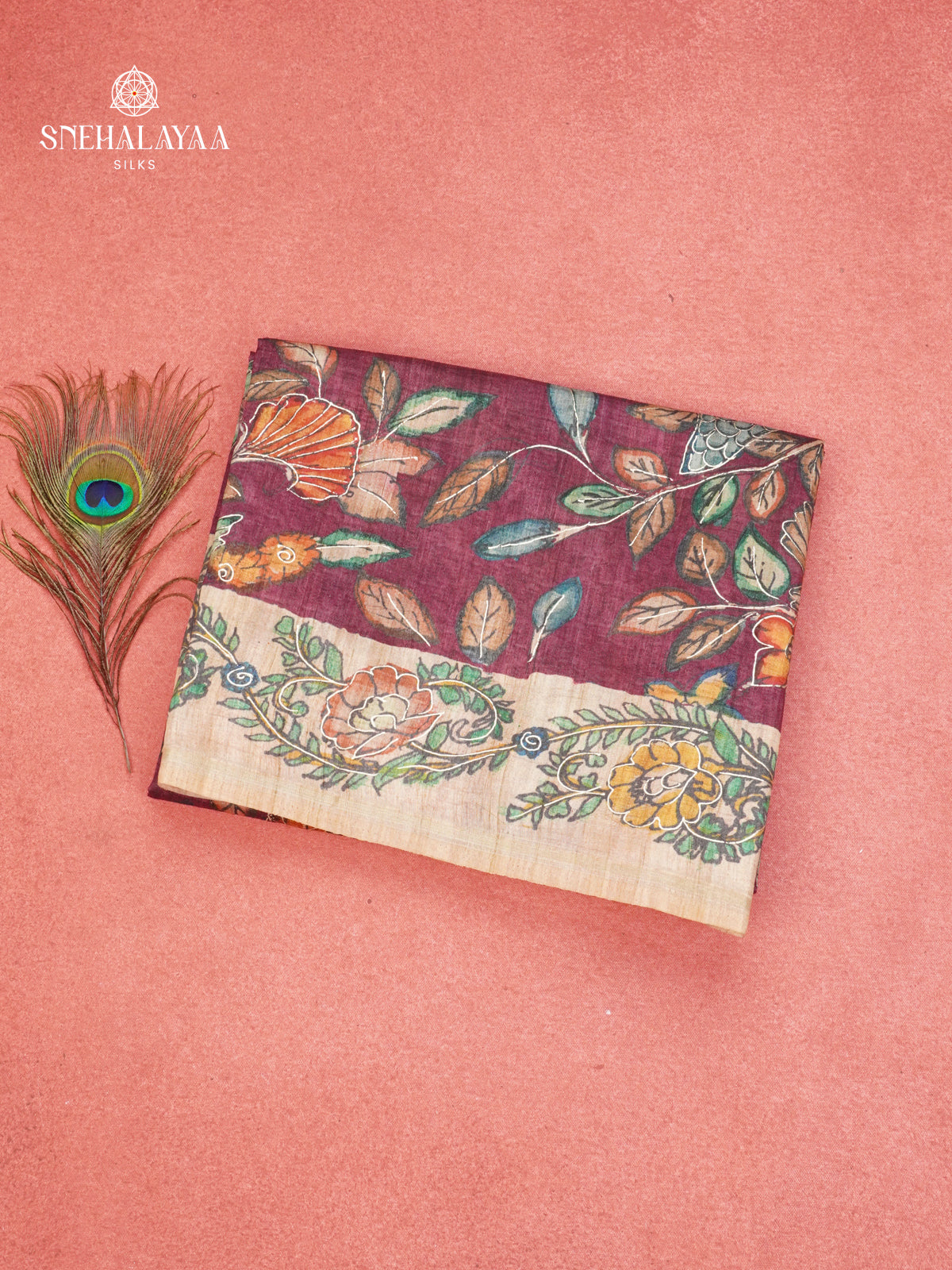 Wine Red Munga Tussar Saree