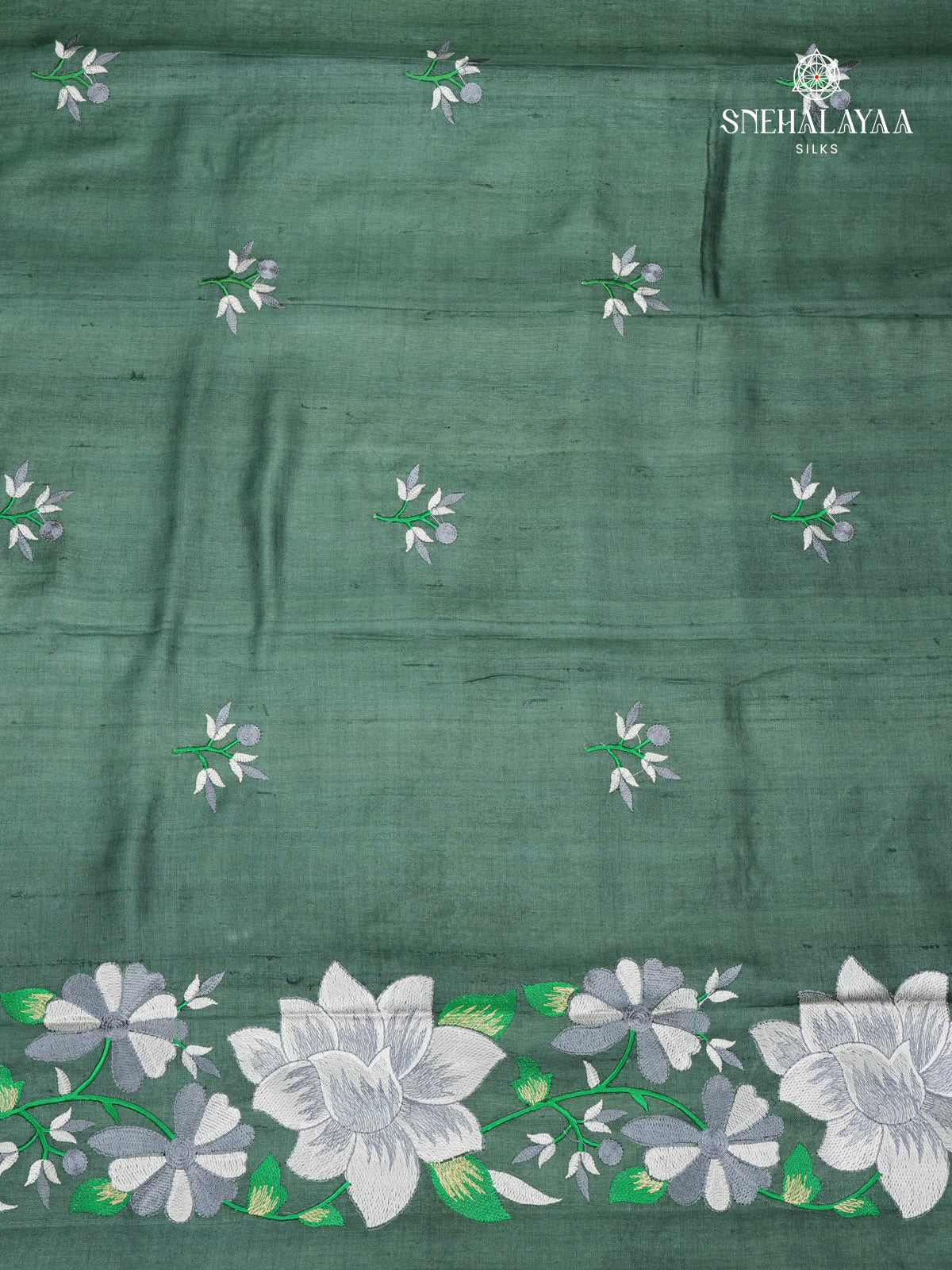Grey Tusaar Silk Saree