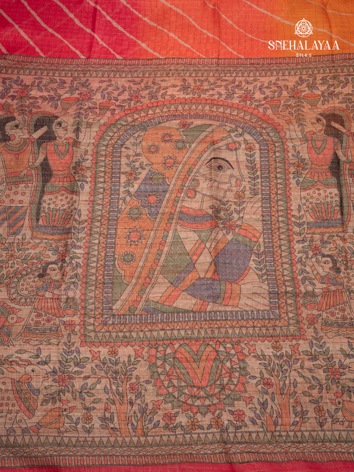 Multi Colour Madhubani Saree