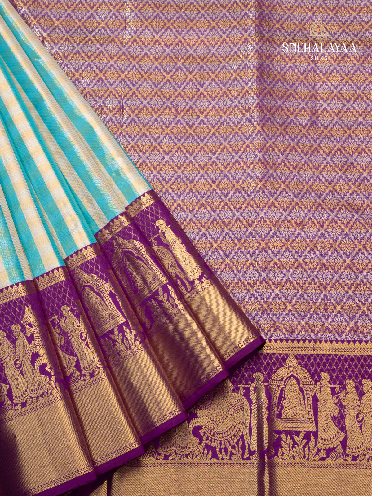 Cream Korvai Kanjivaram Silk Saree