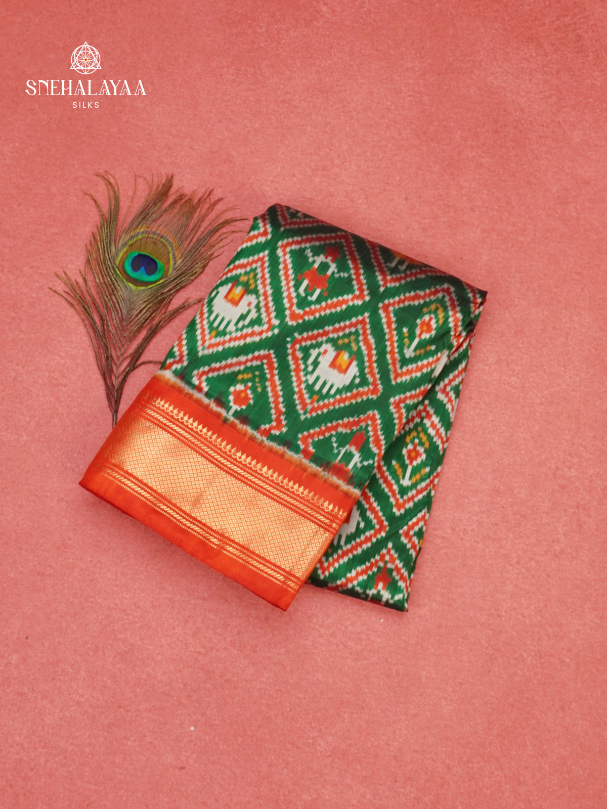 Emerald Green Ikat Saree