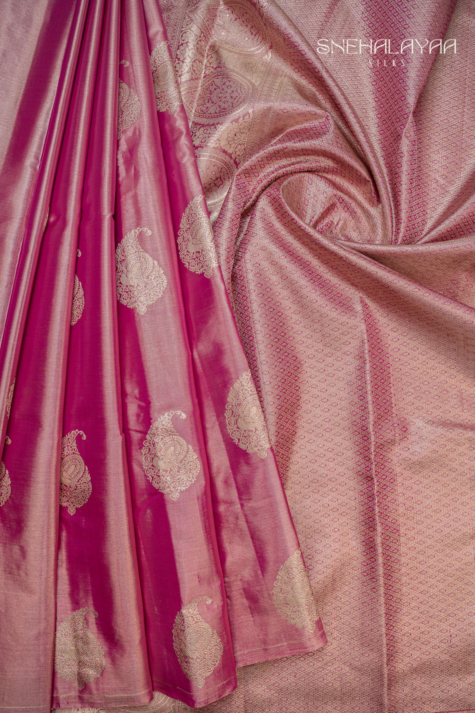 Magenta Pink Kancheevaram Tissue Silk Saree