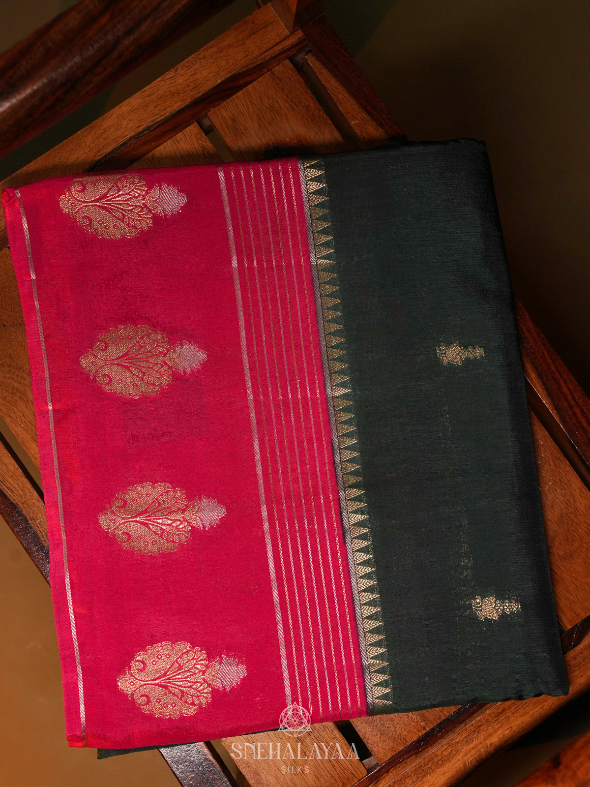 Forest Green Banaras Silk Saree