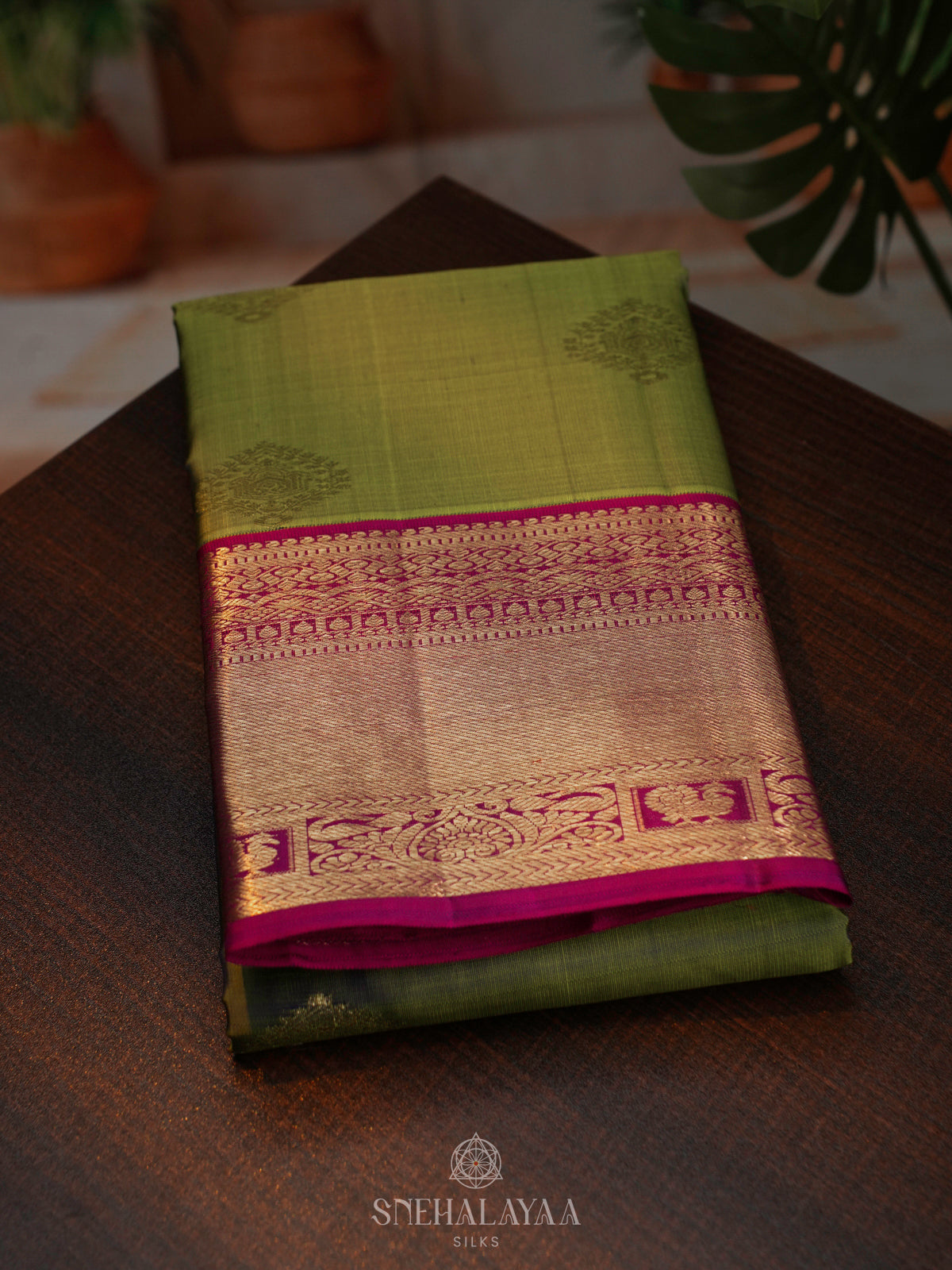 Olive Green Kanjivaram Silk Saree