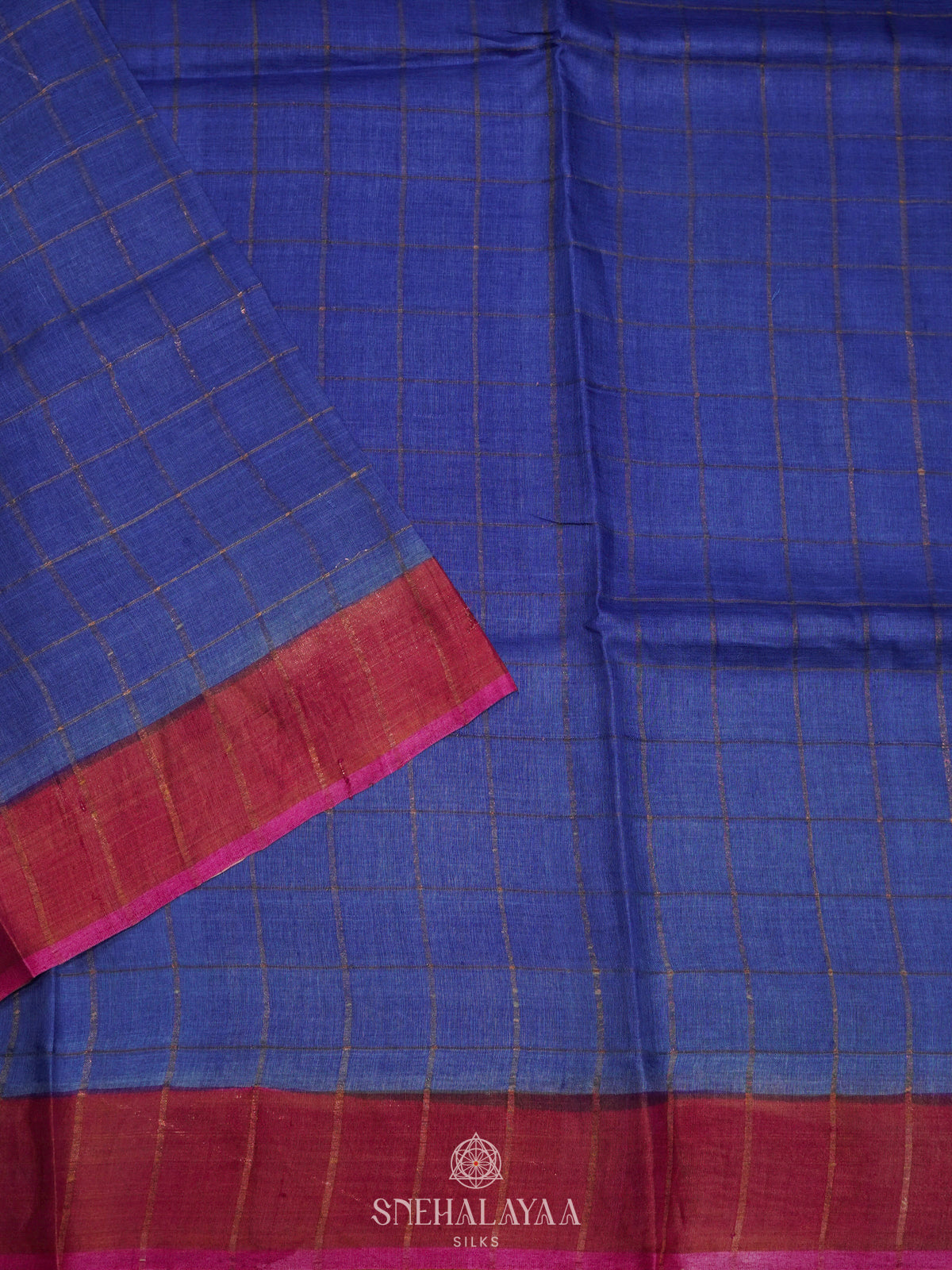 Navy Blue Tussar Saree