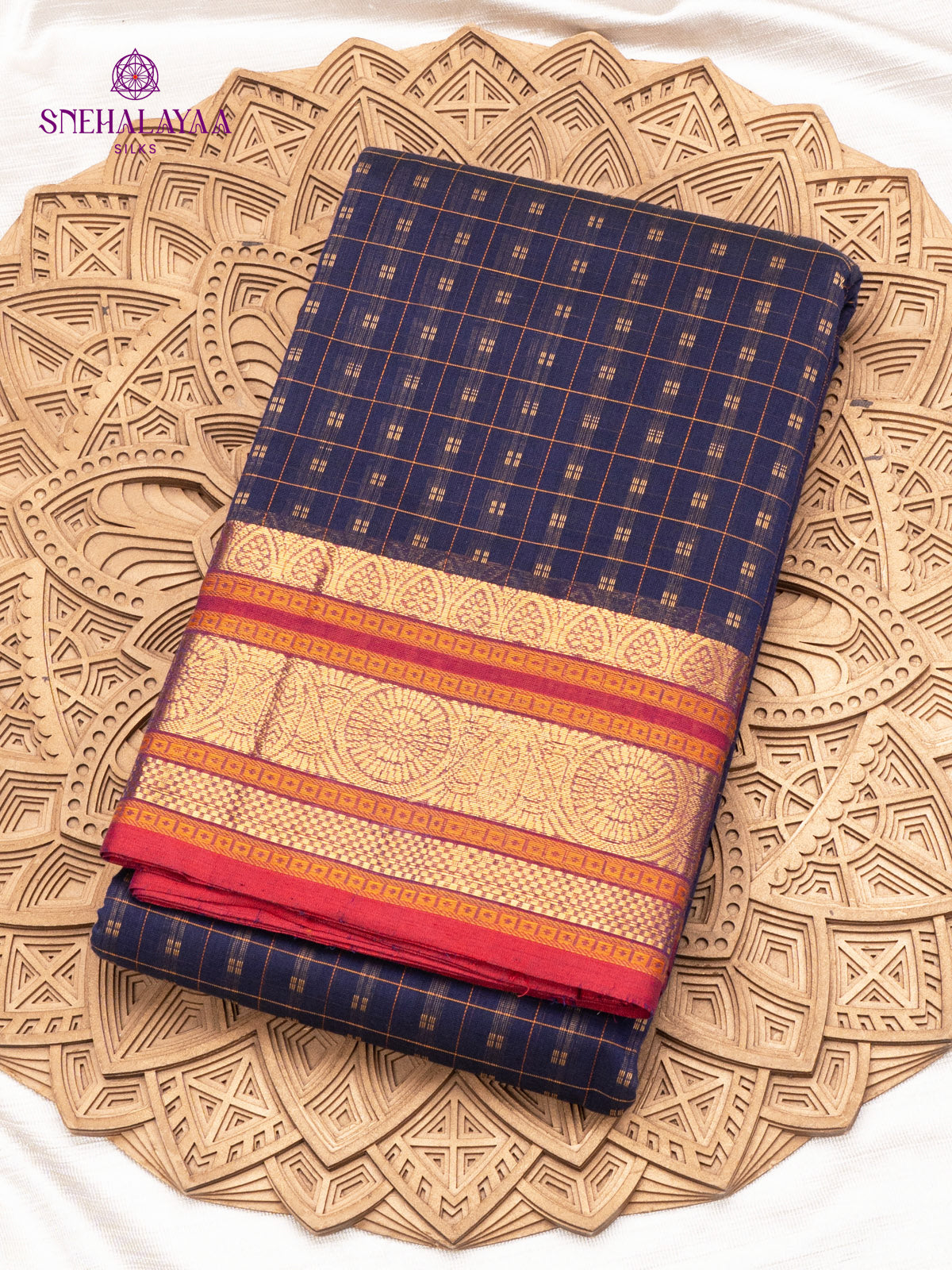 Navy Blue Pure Kanchi Cotton Saree