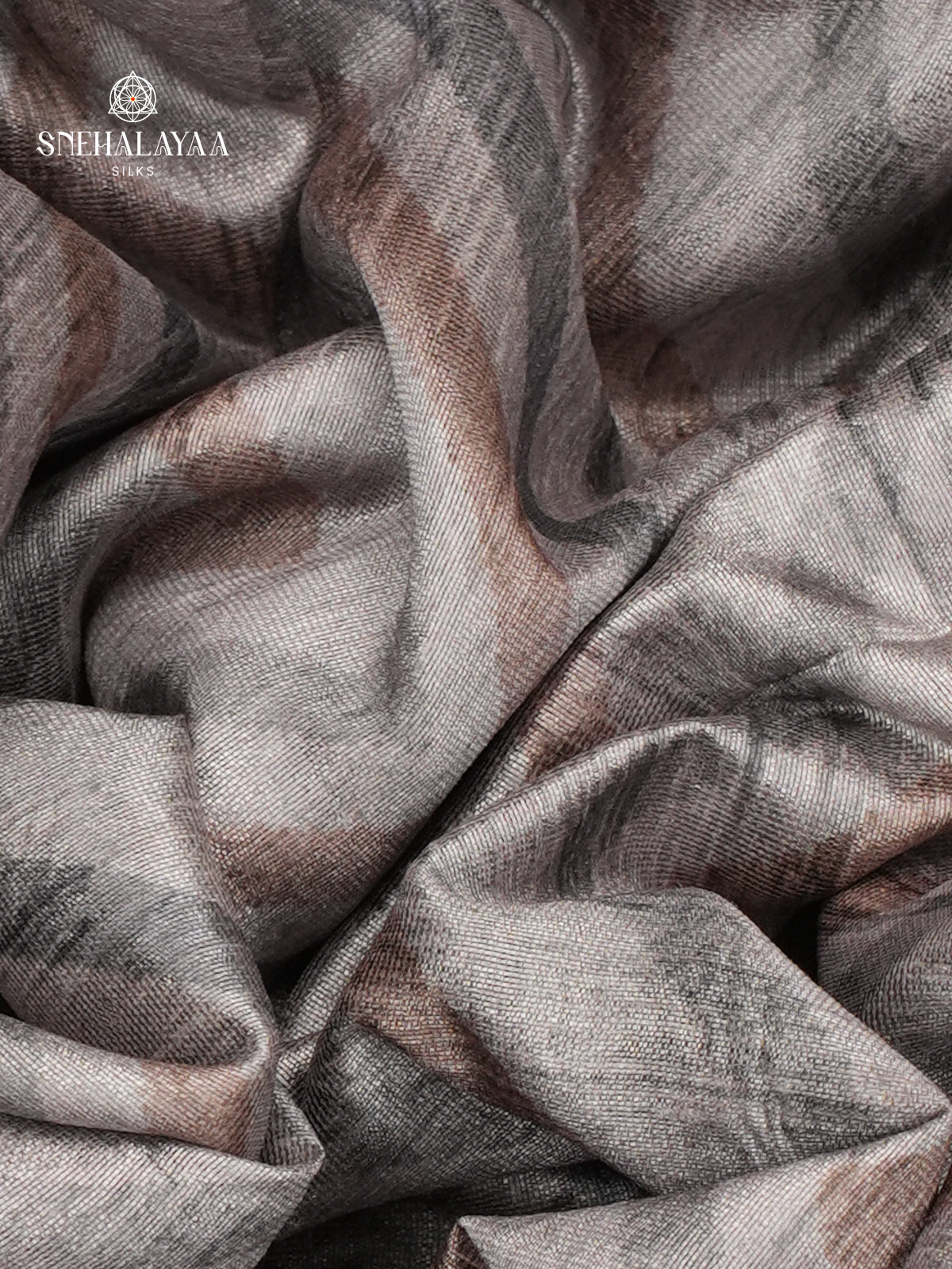 Grey Tussar Embroidery Saree