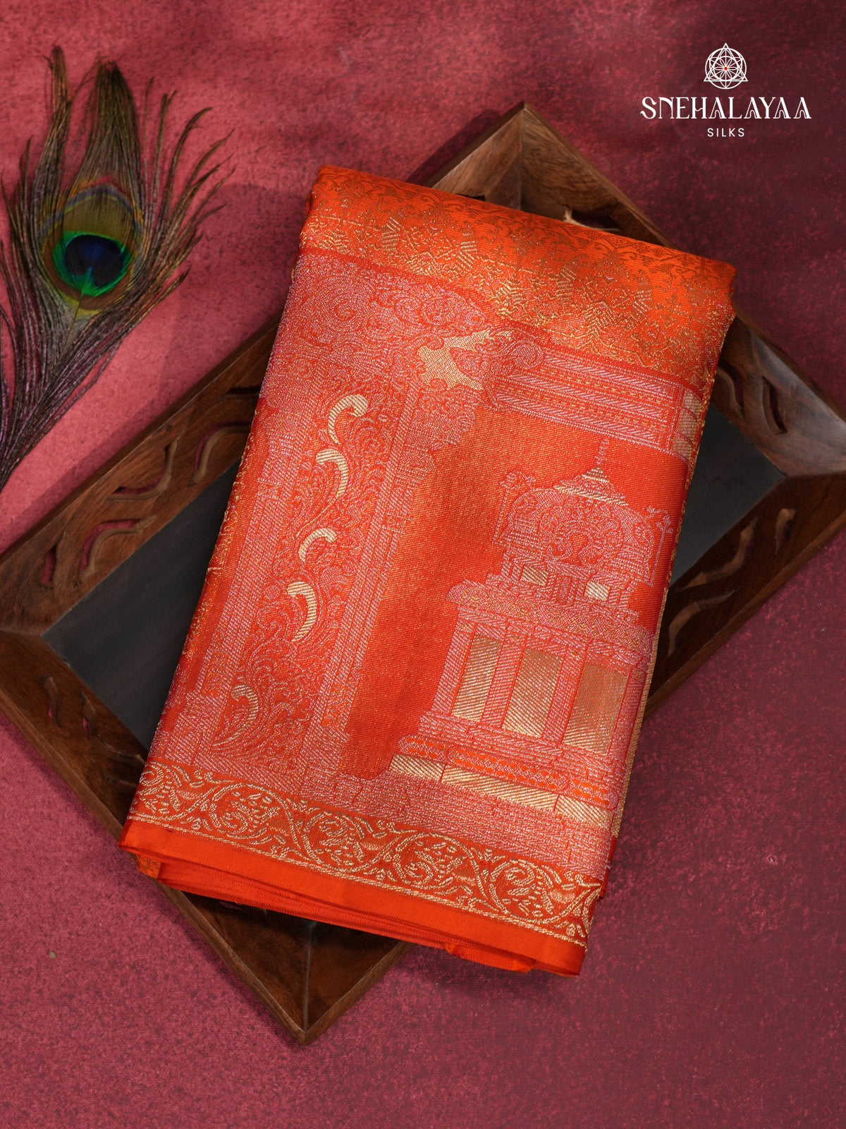 Orange Kanjivaram Silk Saree