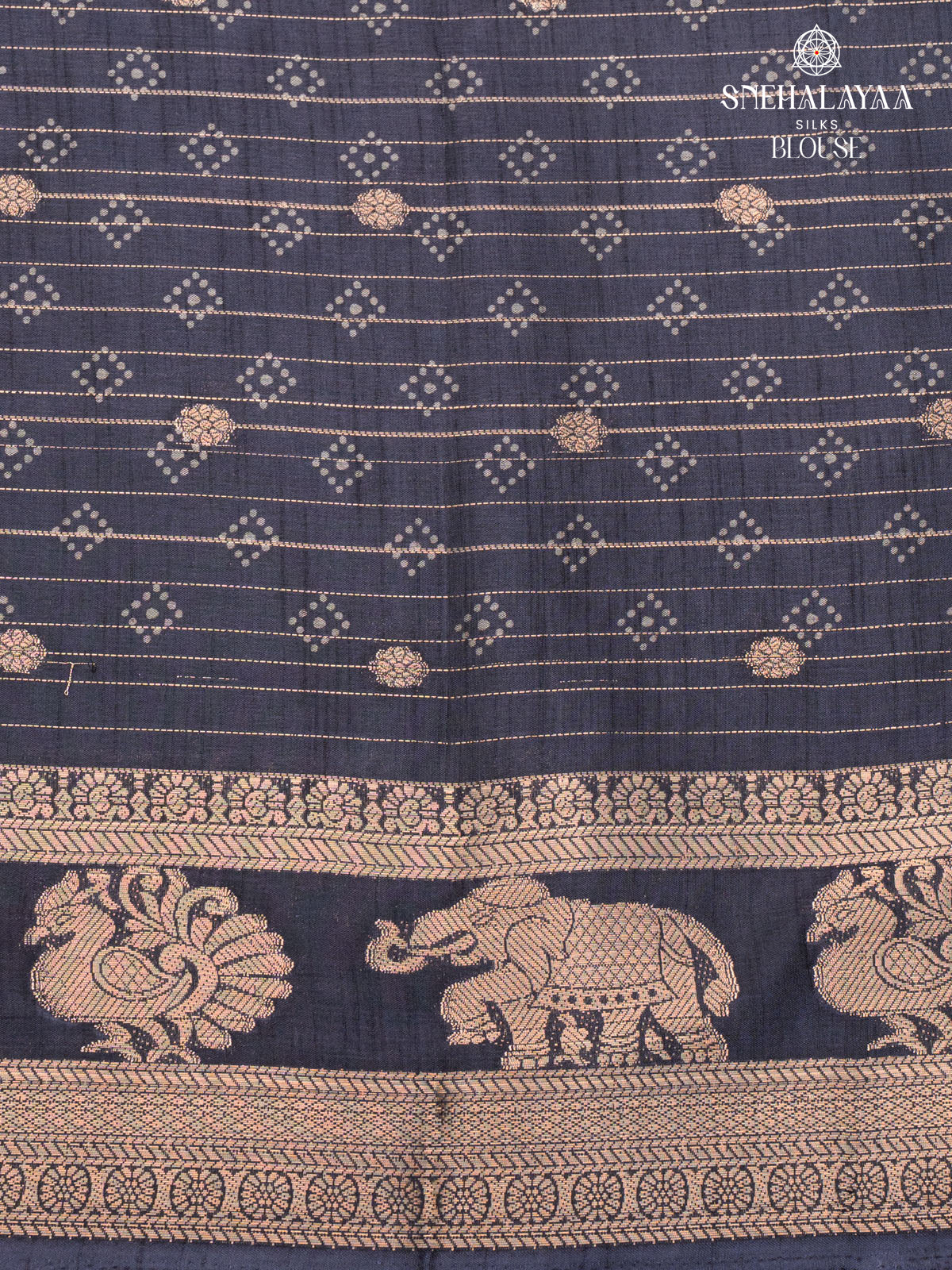 Navy Blue Dola Silk Saree