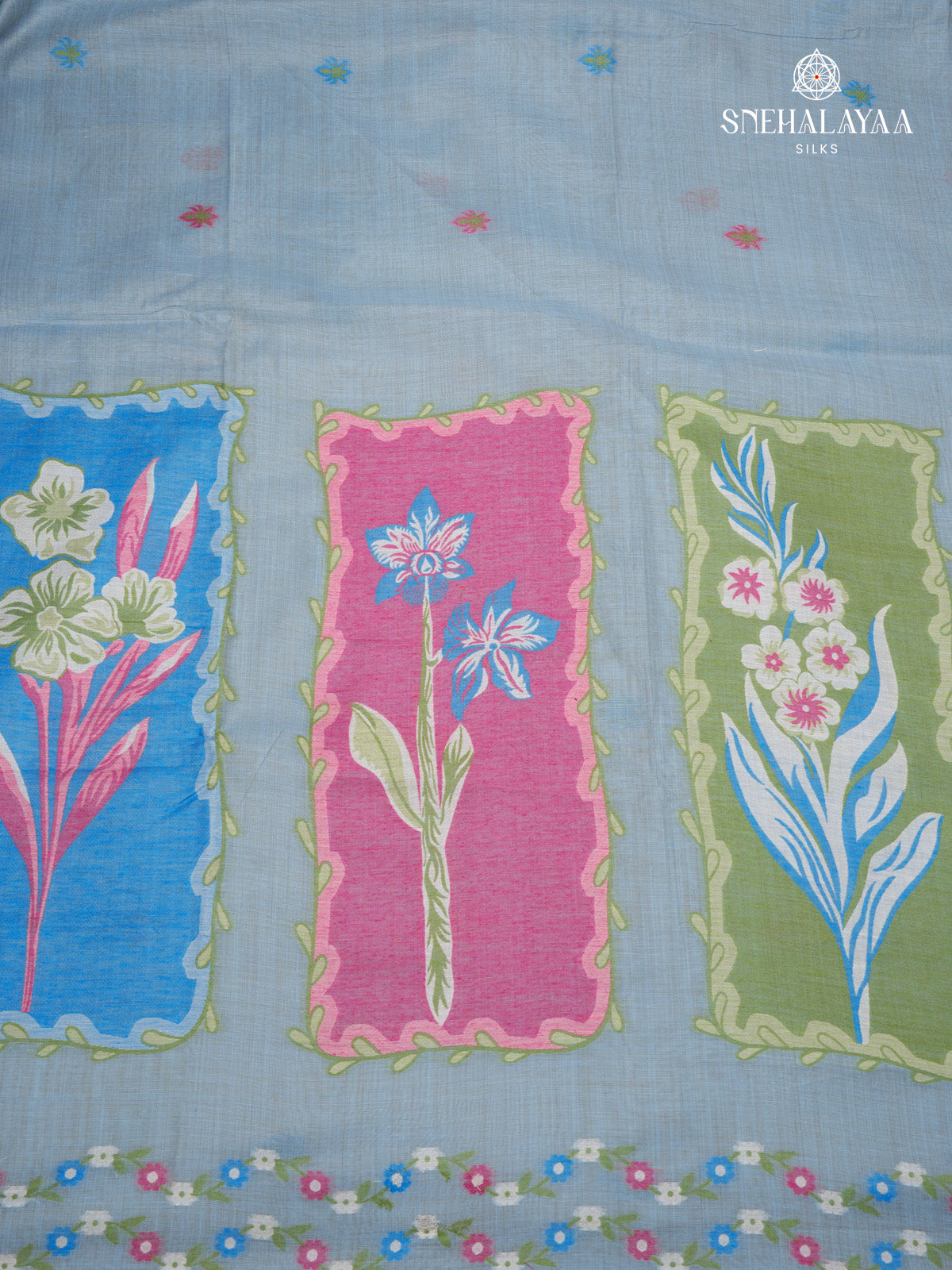 Sky Blue Munga Cotton Saree