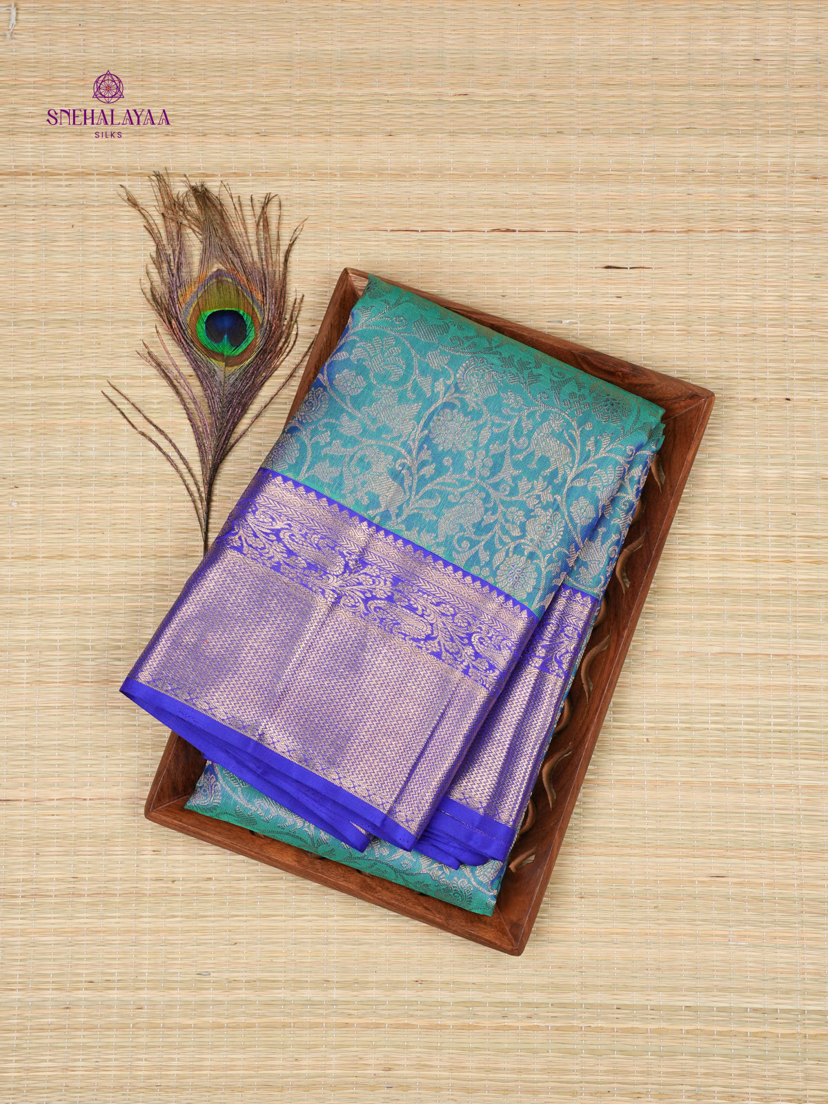 Teal Green Kanjivaram Silk Saree