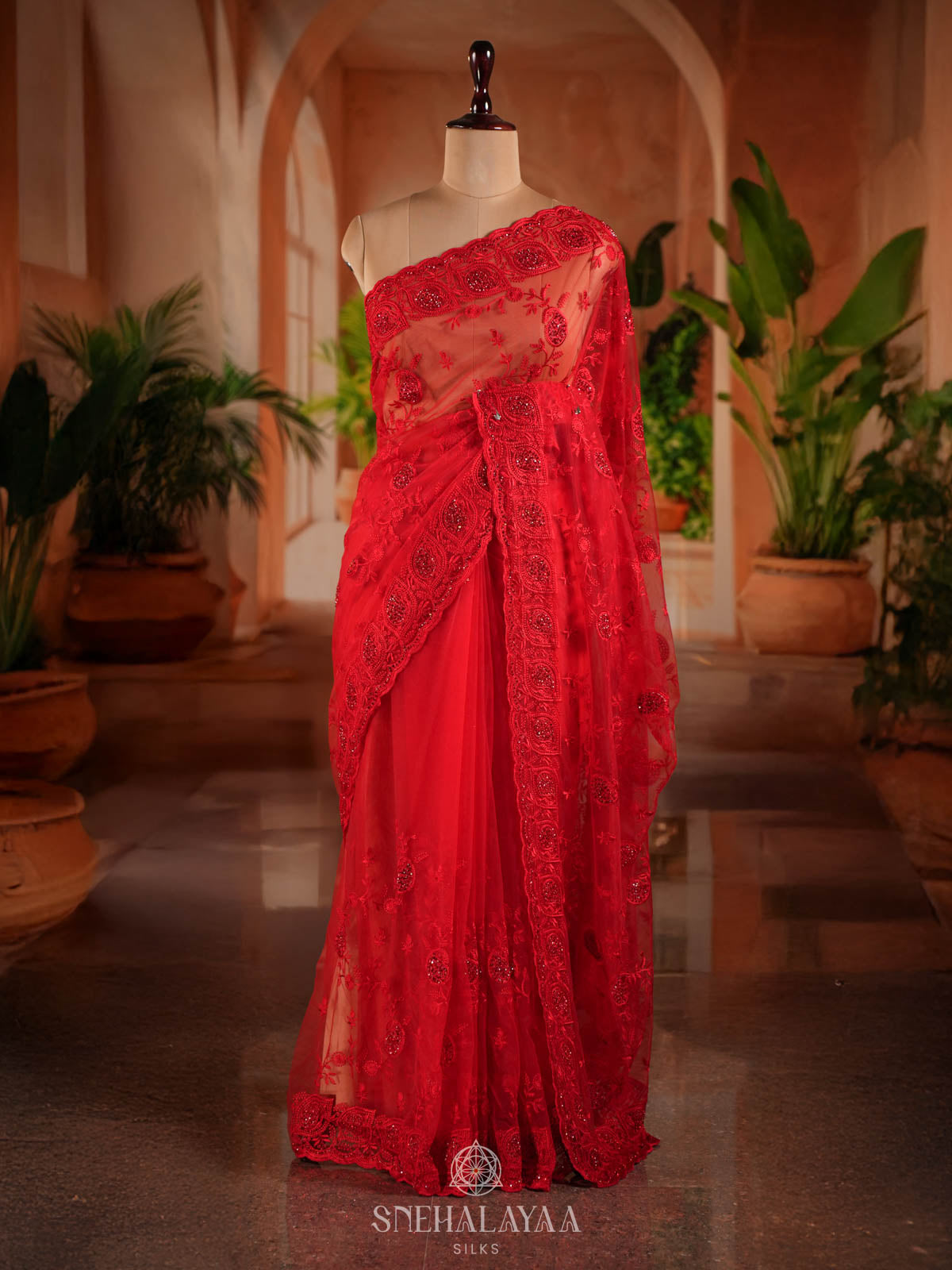 Red Designer Saree