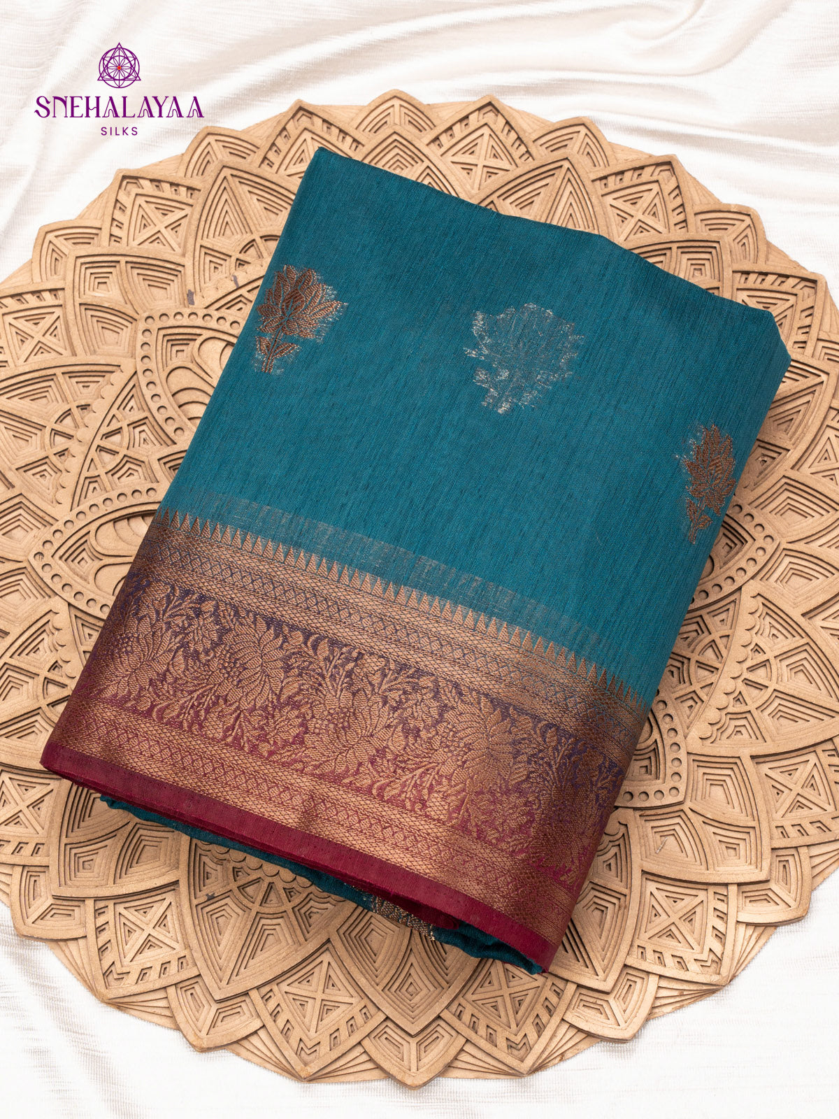 Blue Banaras Jute Saree