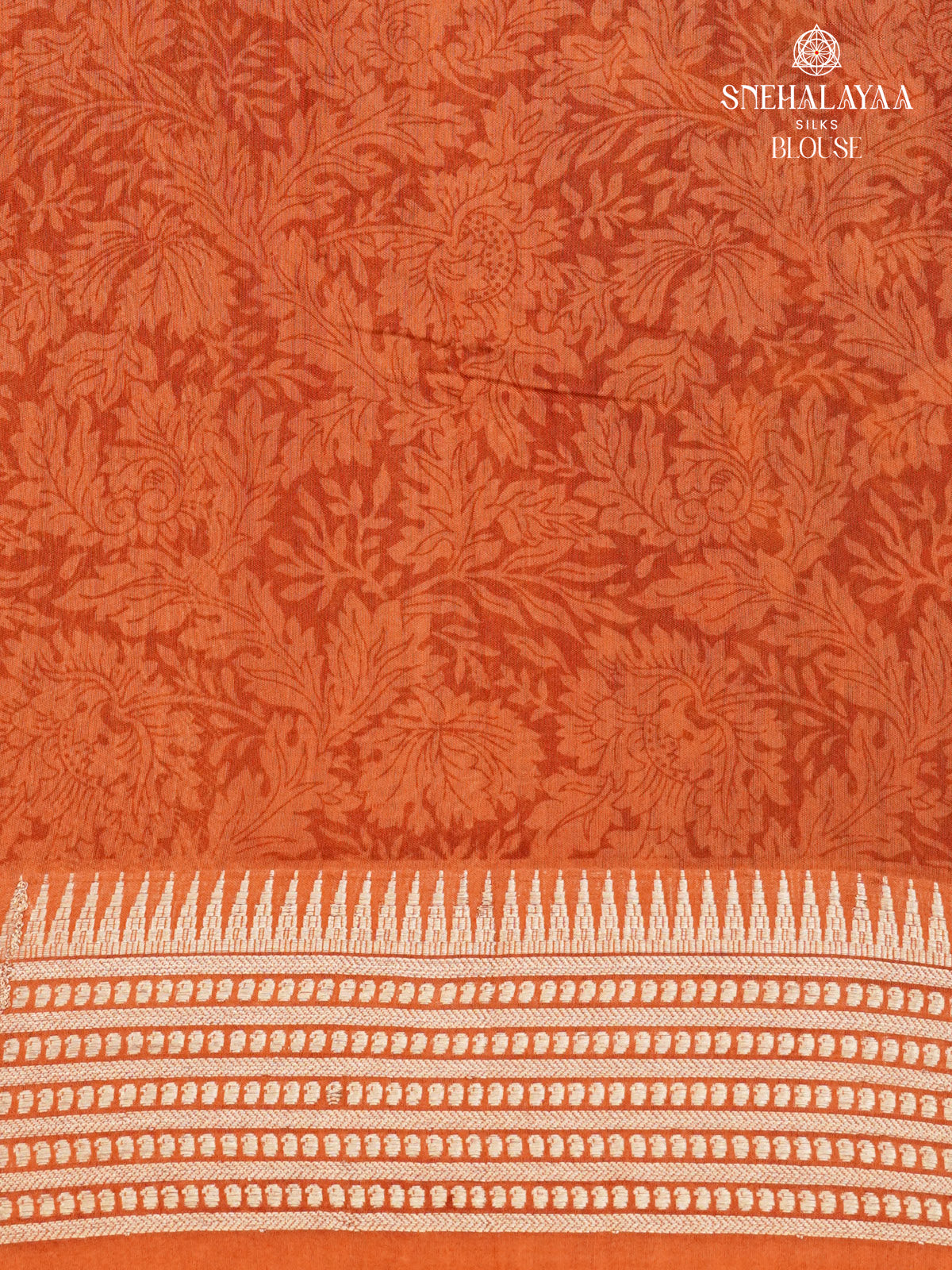 Brown With Orange Border Chanderi Saree