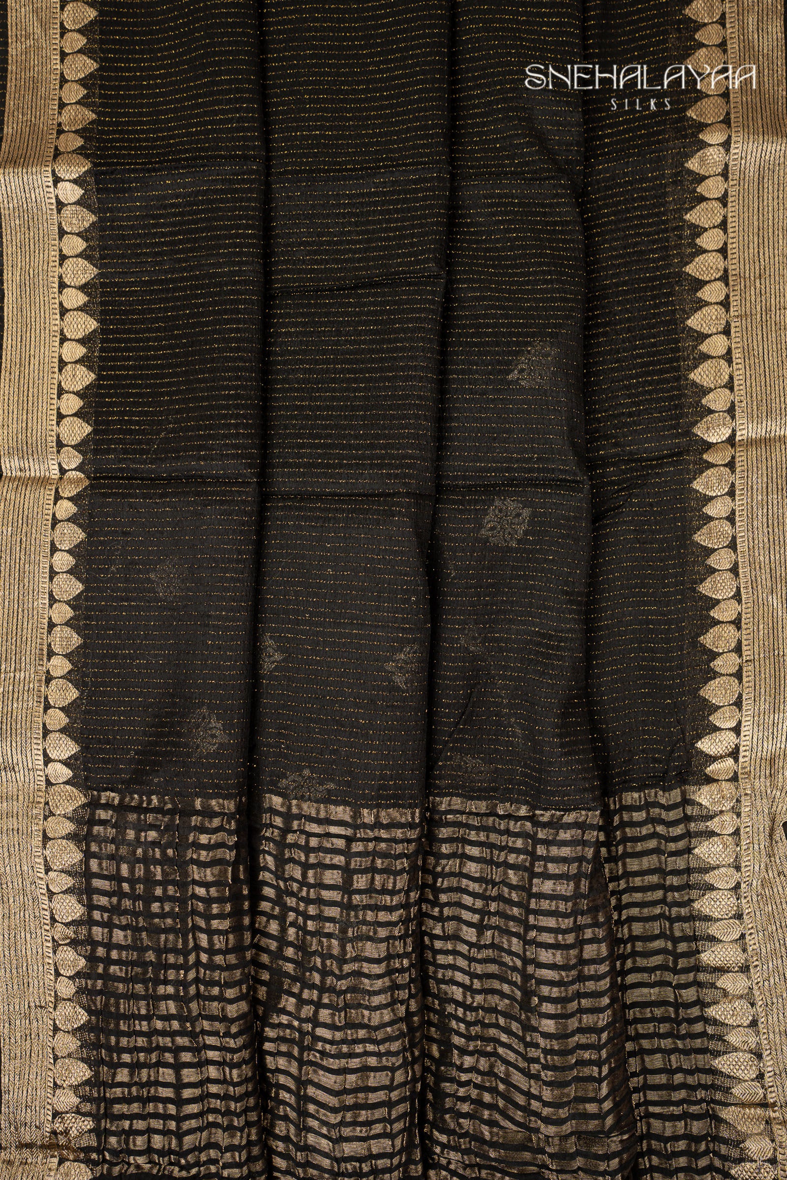 Black Semi Banaras Chiffon Saree