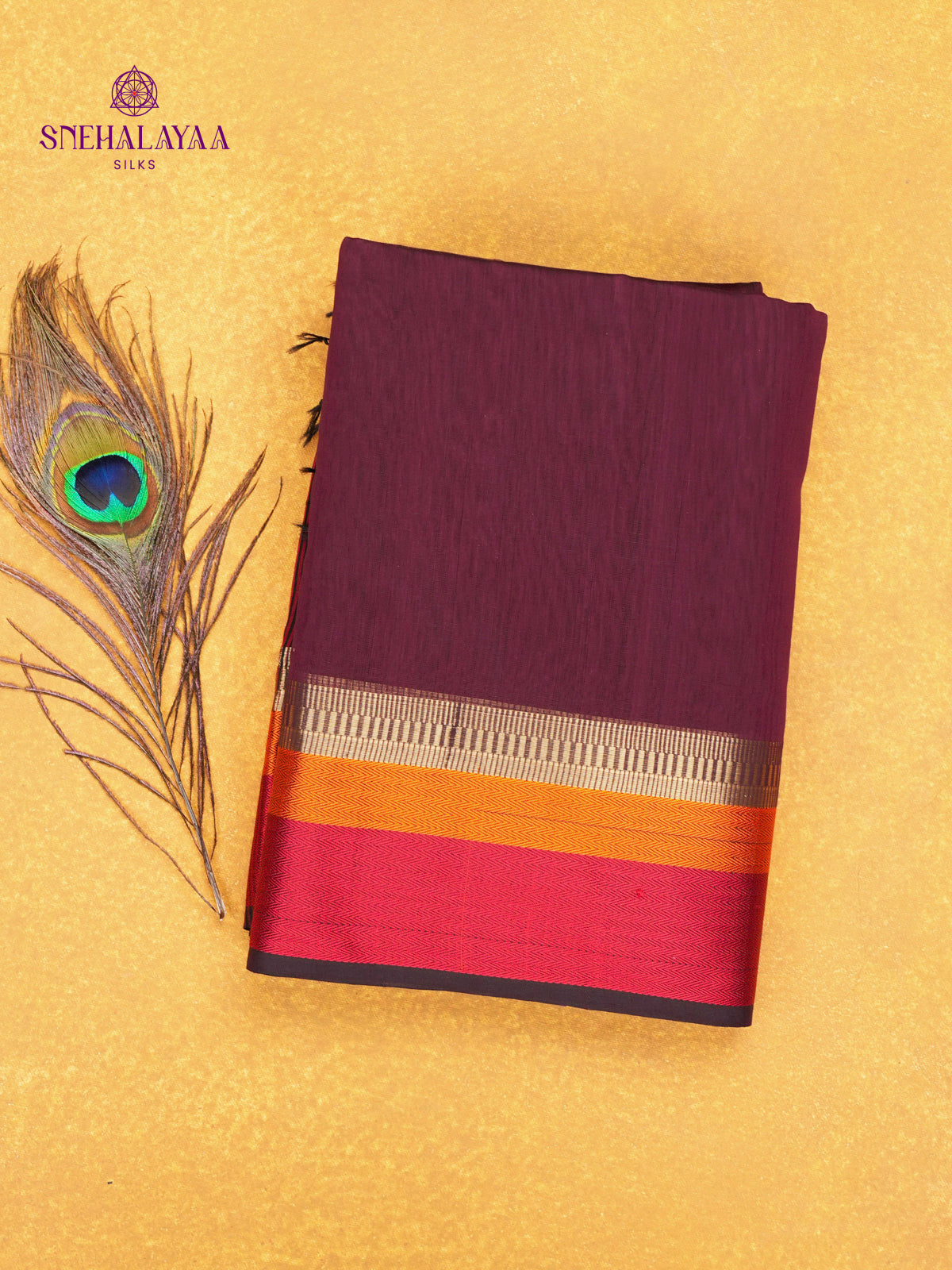 Plum Maheshwari Silk Cotton Saree