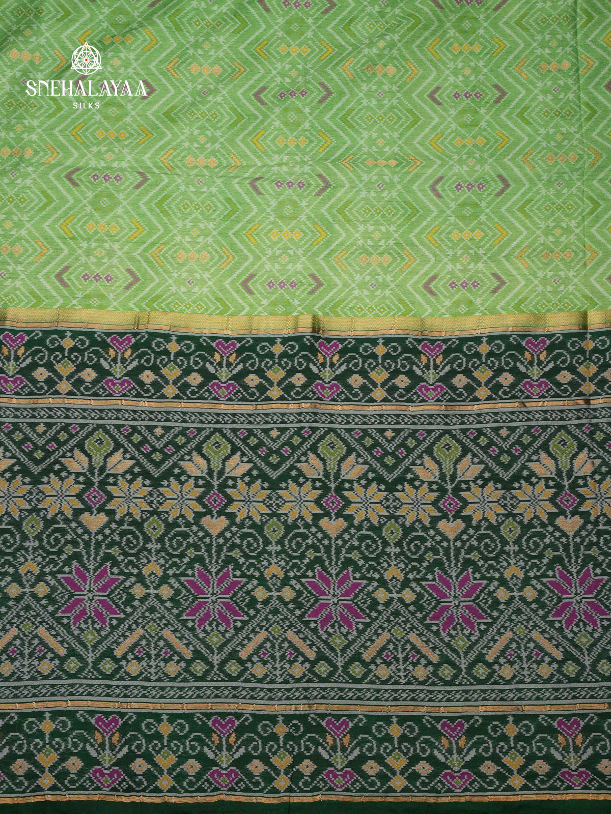 Pista Green Ikat Saree
