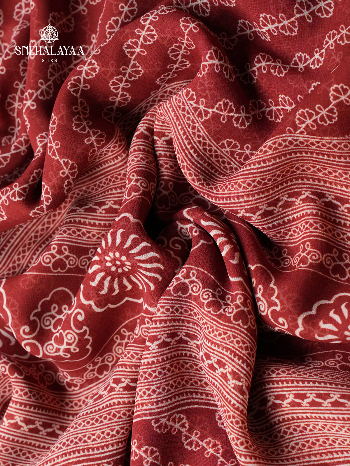 Maroon Chiffon Saree