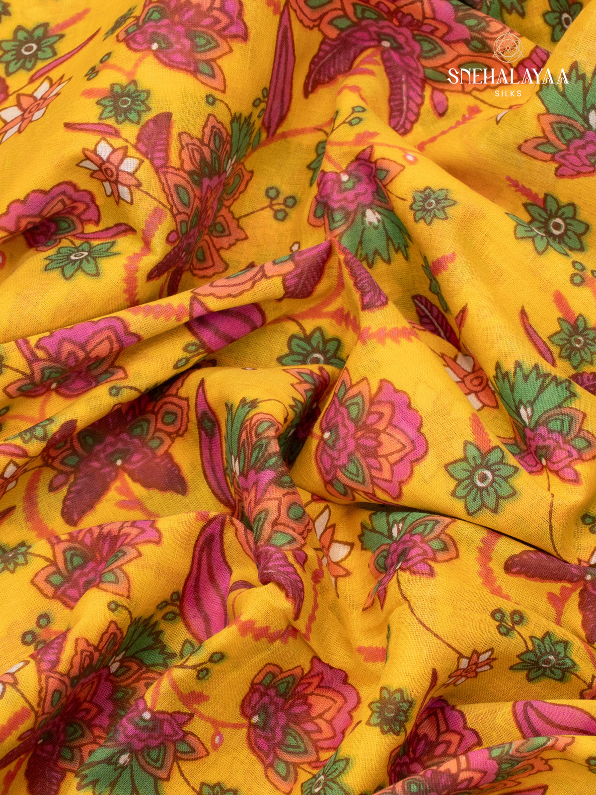 Yellow Jaipur Cotton Saree