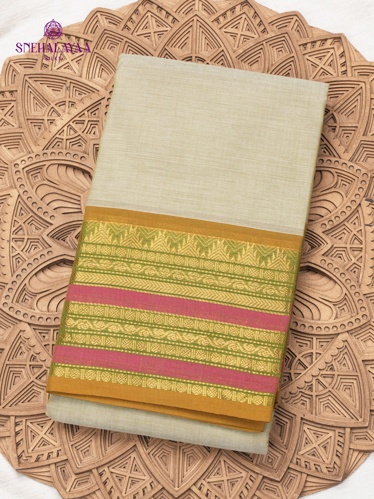 White Chettinad Cotton Saree