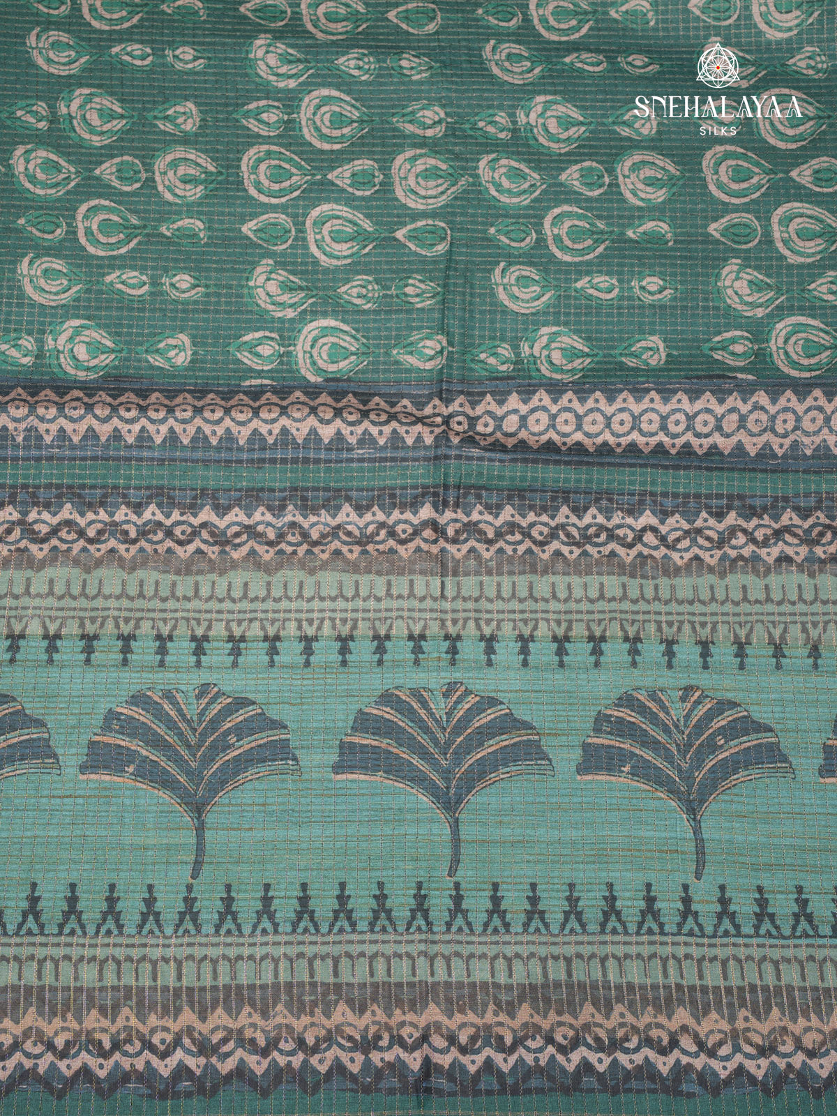 Forest Green Tussar Saree