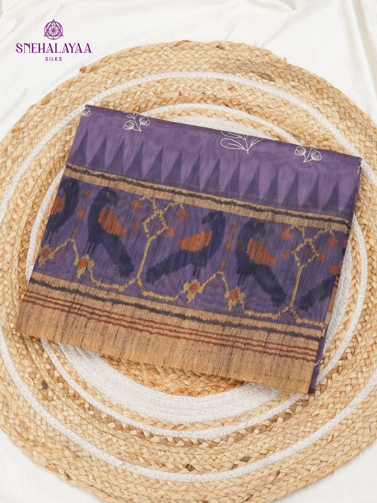 Lavender Linen Embroidery Saree