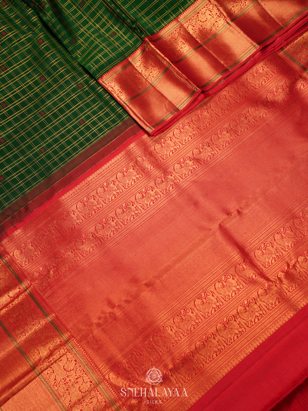 Forest Green Kanjivaram Silk Saree