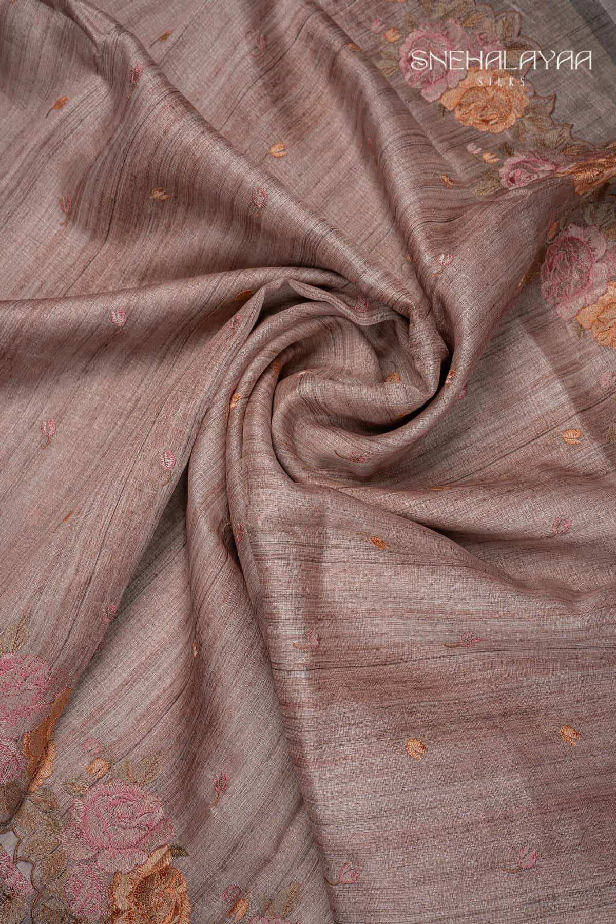 Chocolate brown Raw Silk Saree