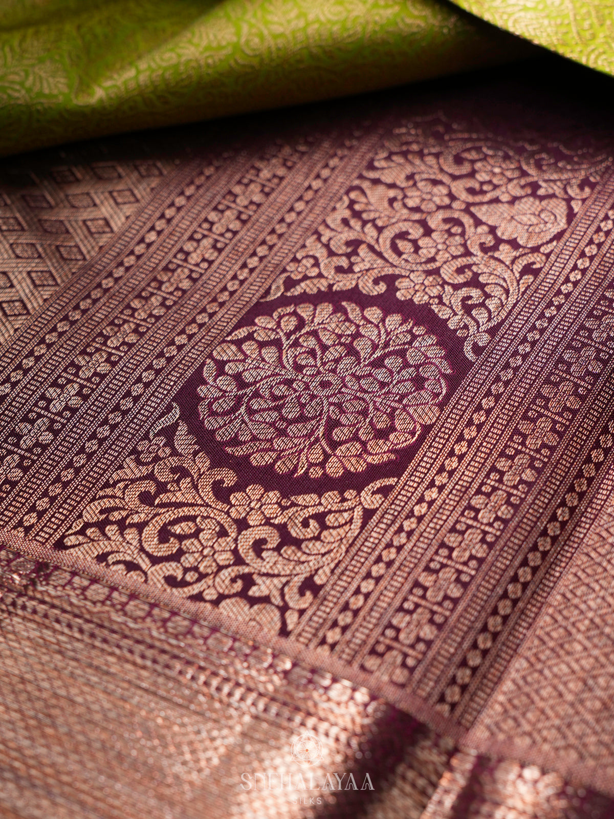 Lime Green Kanjivaram Silk Saree