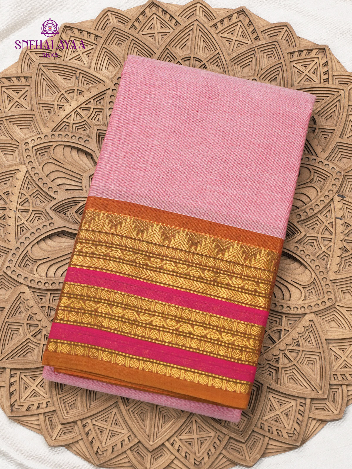 Pink Chettinad Cotton Saree