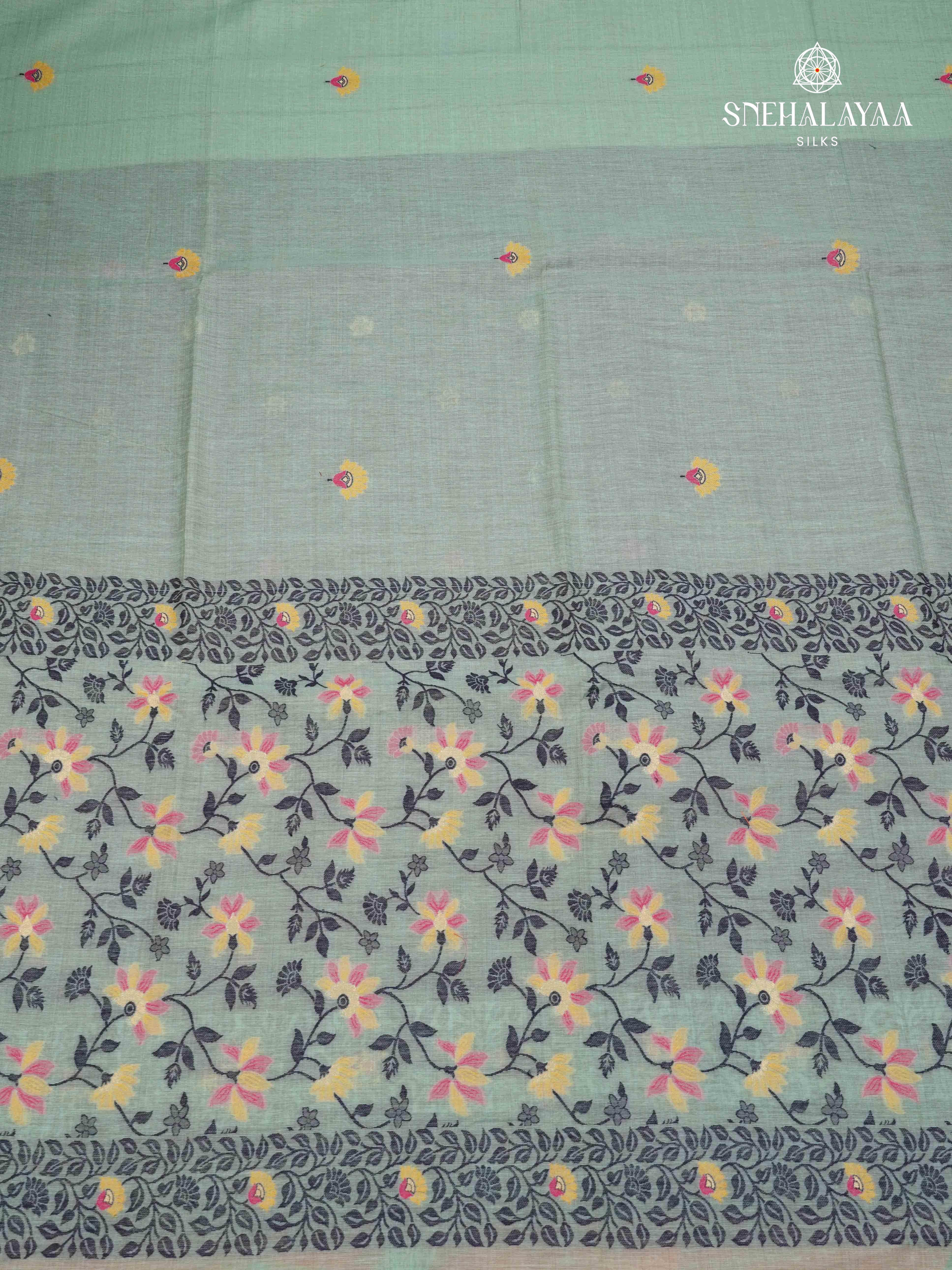 Teal Blue Munga Cotton Saree