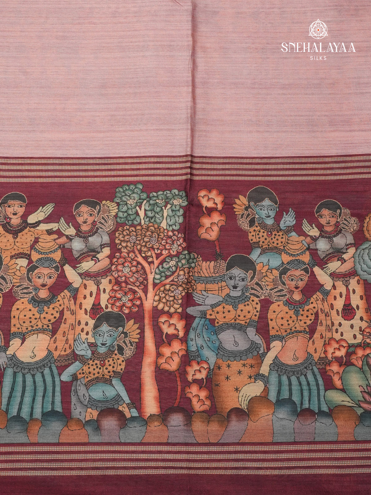 Pink Kalamkari Tussar Saree