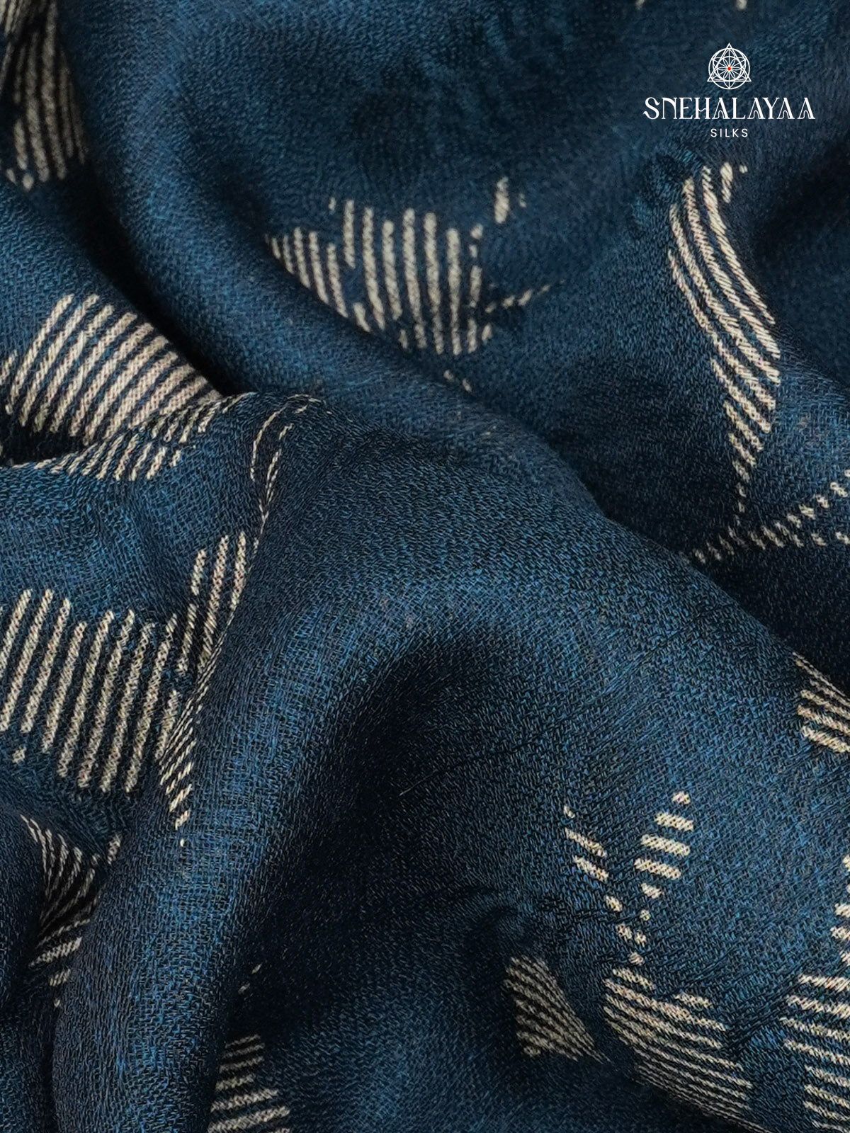 Navy Blue Printed Matka Saree