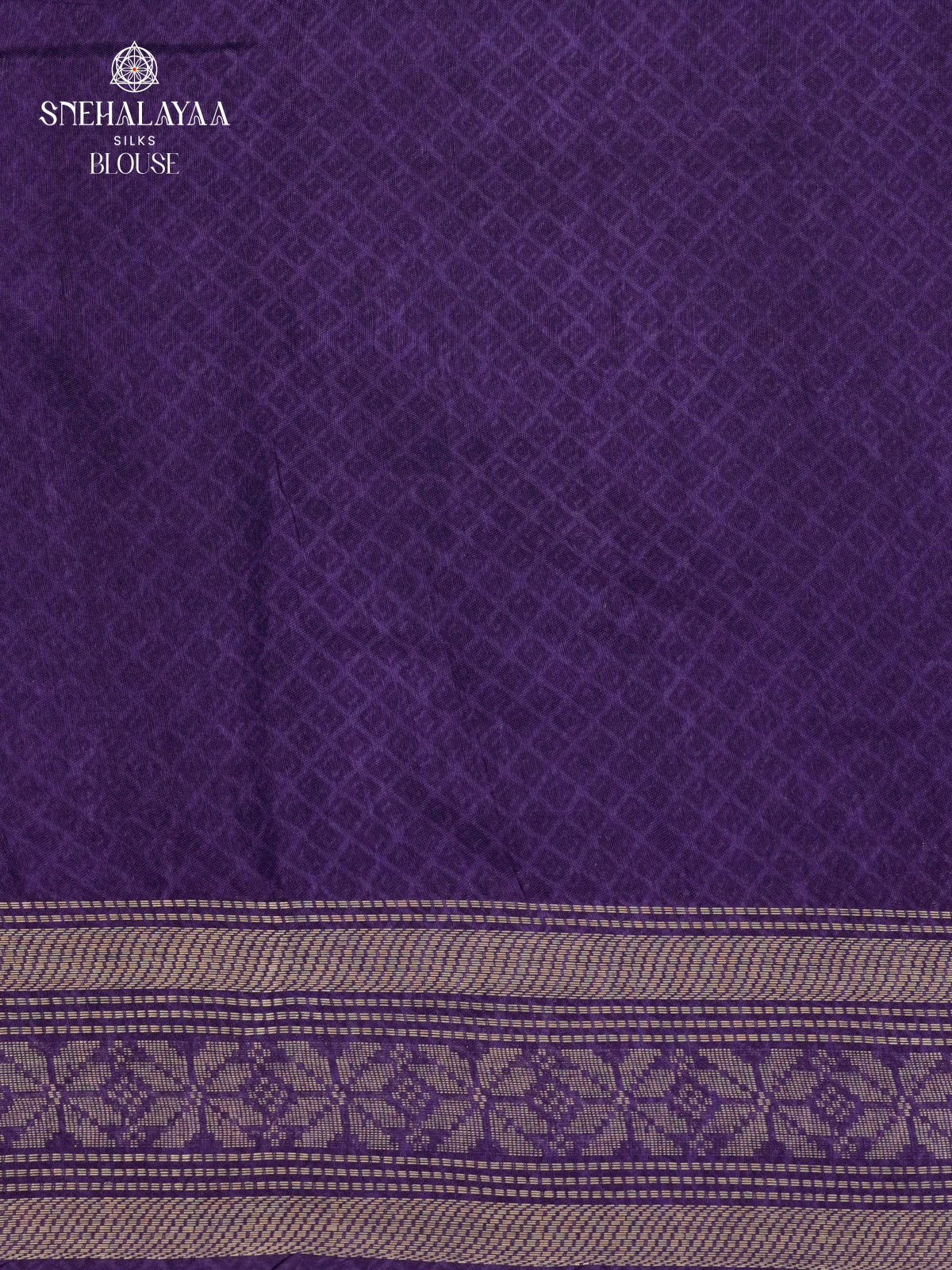 Off-White Kalamkari Saree with Violet Woven Border