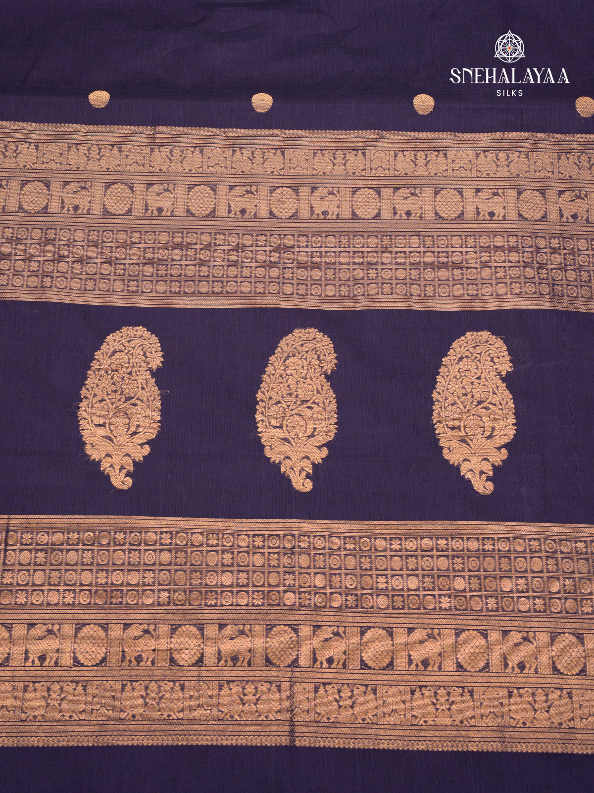 Navy Blue Pure Kanchi Cotton Saree