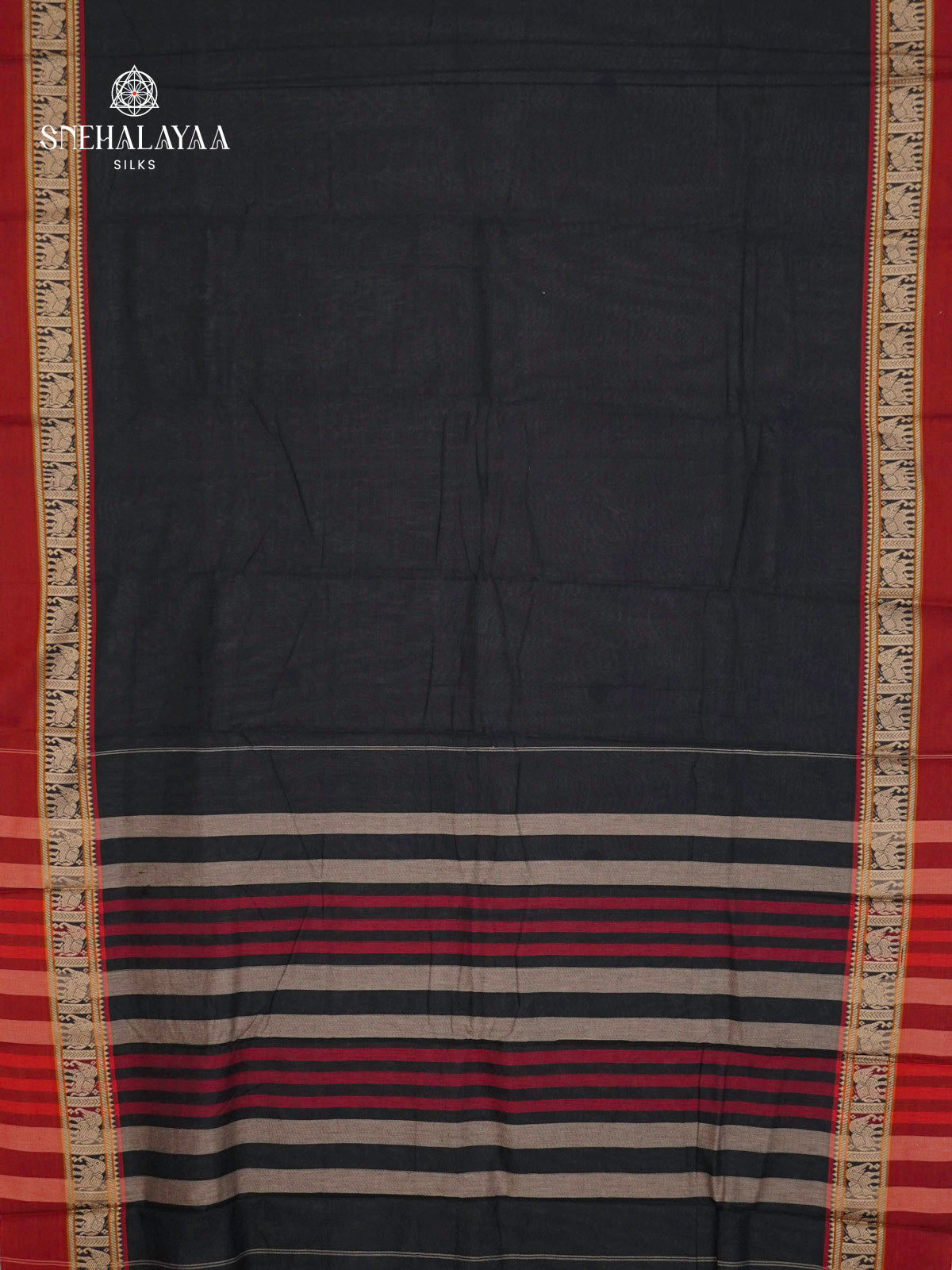 Black Narayanpet Cotton Saree without Blouse