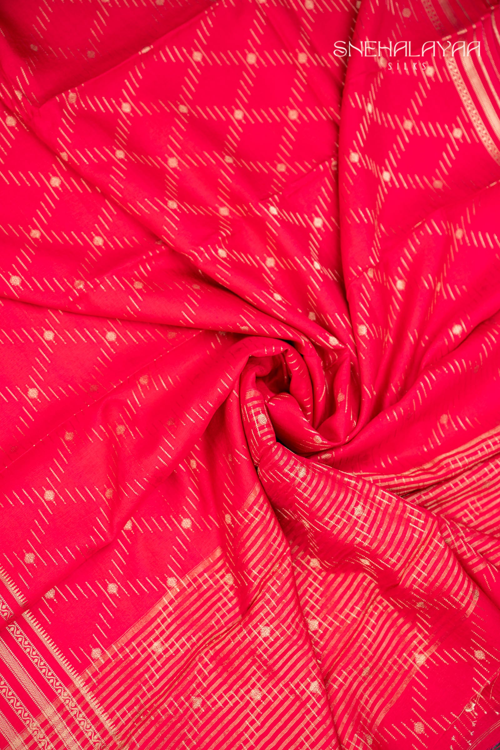 Rose Red Chinon Silk Saree