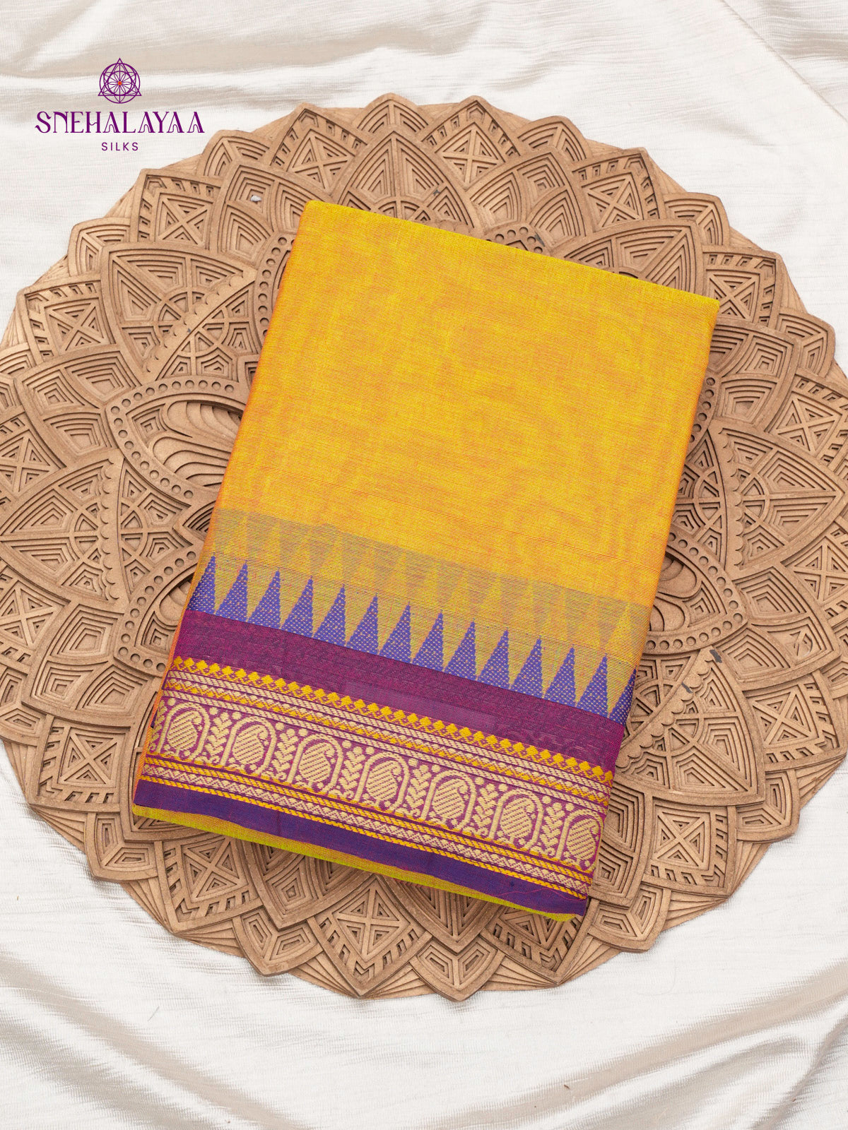 Mustard Yellow Chettinad Cotton Saree