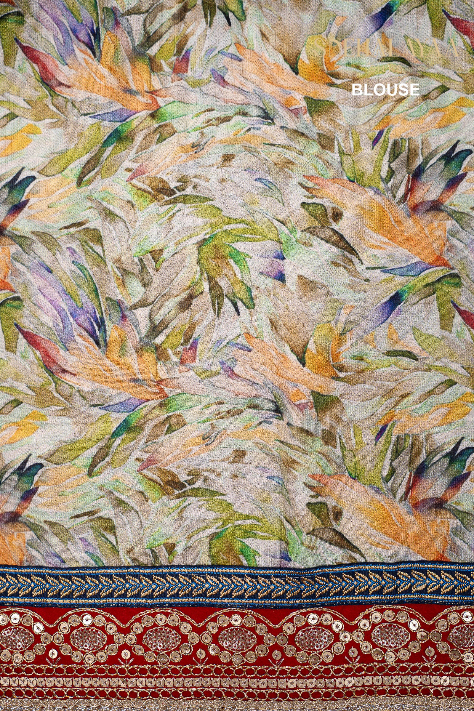 Olive Green Designer Saree