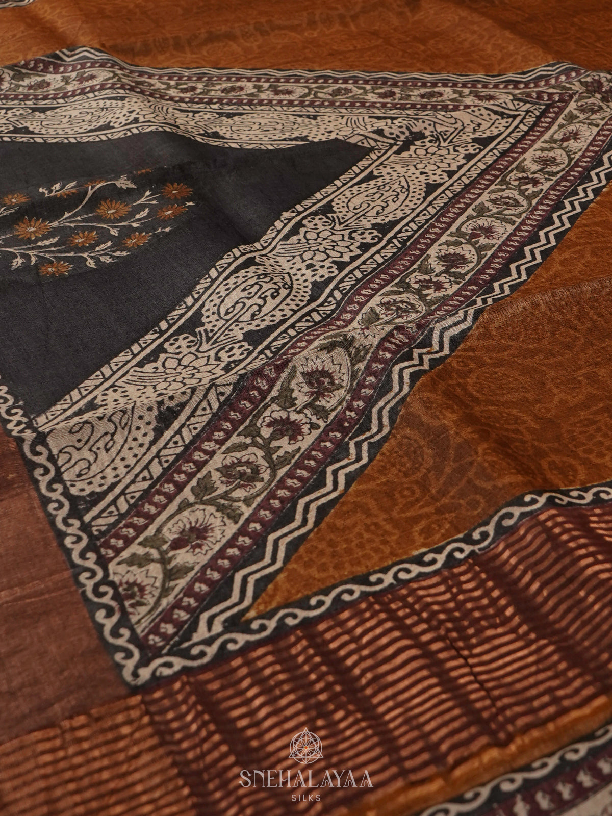 Mustard Tussar Saree