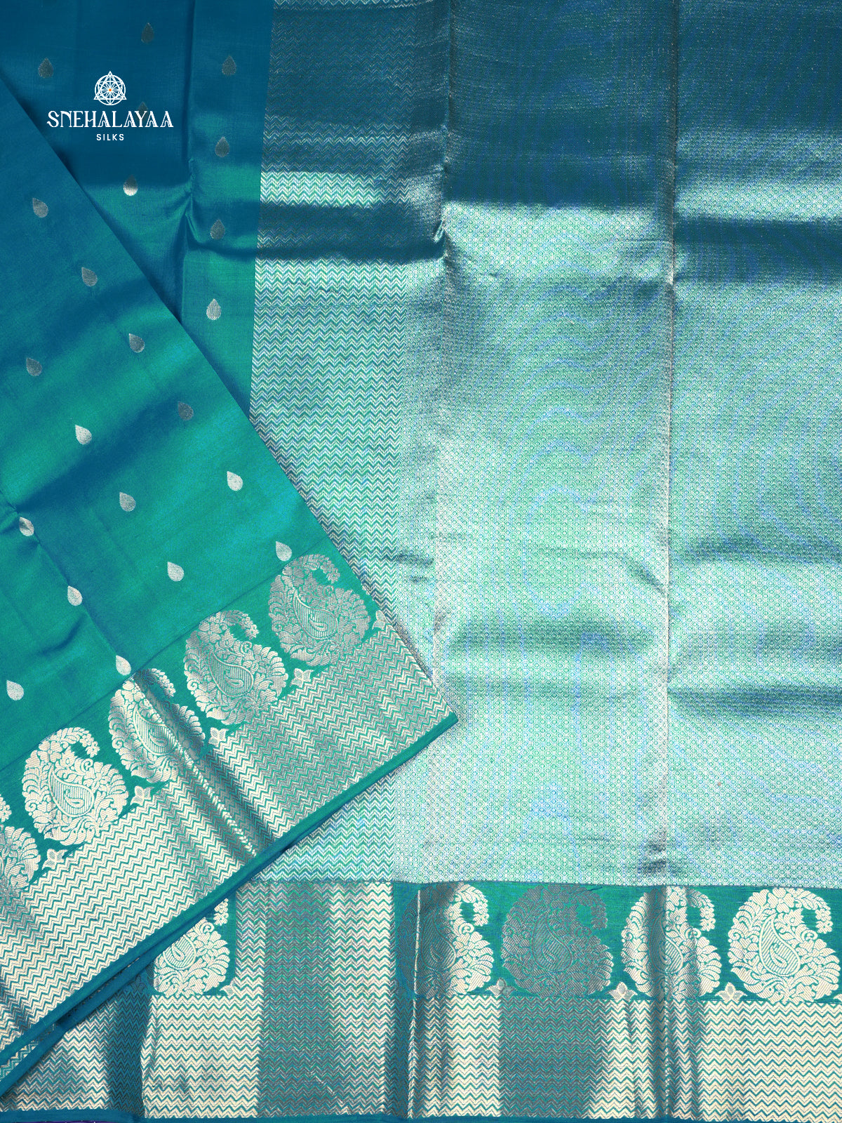 Peacock Blue Kanjivaram Silk Saree