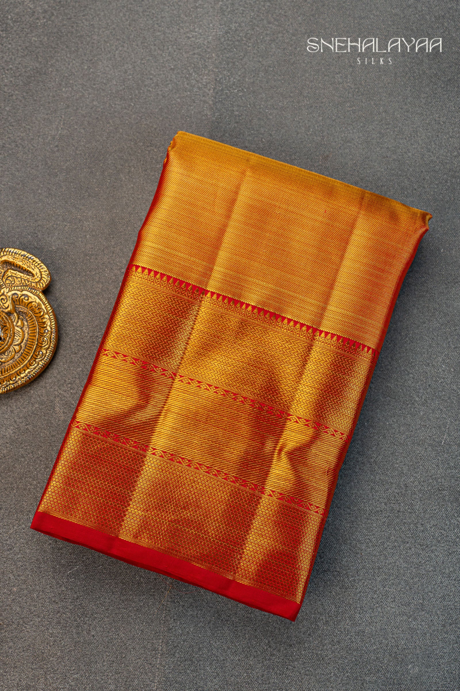 Reddish Gold Kancheevaram Silk Saree