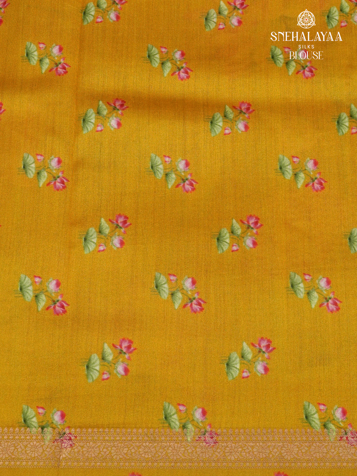 Mustard Yellow Chiniya Silk Saree