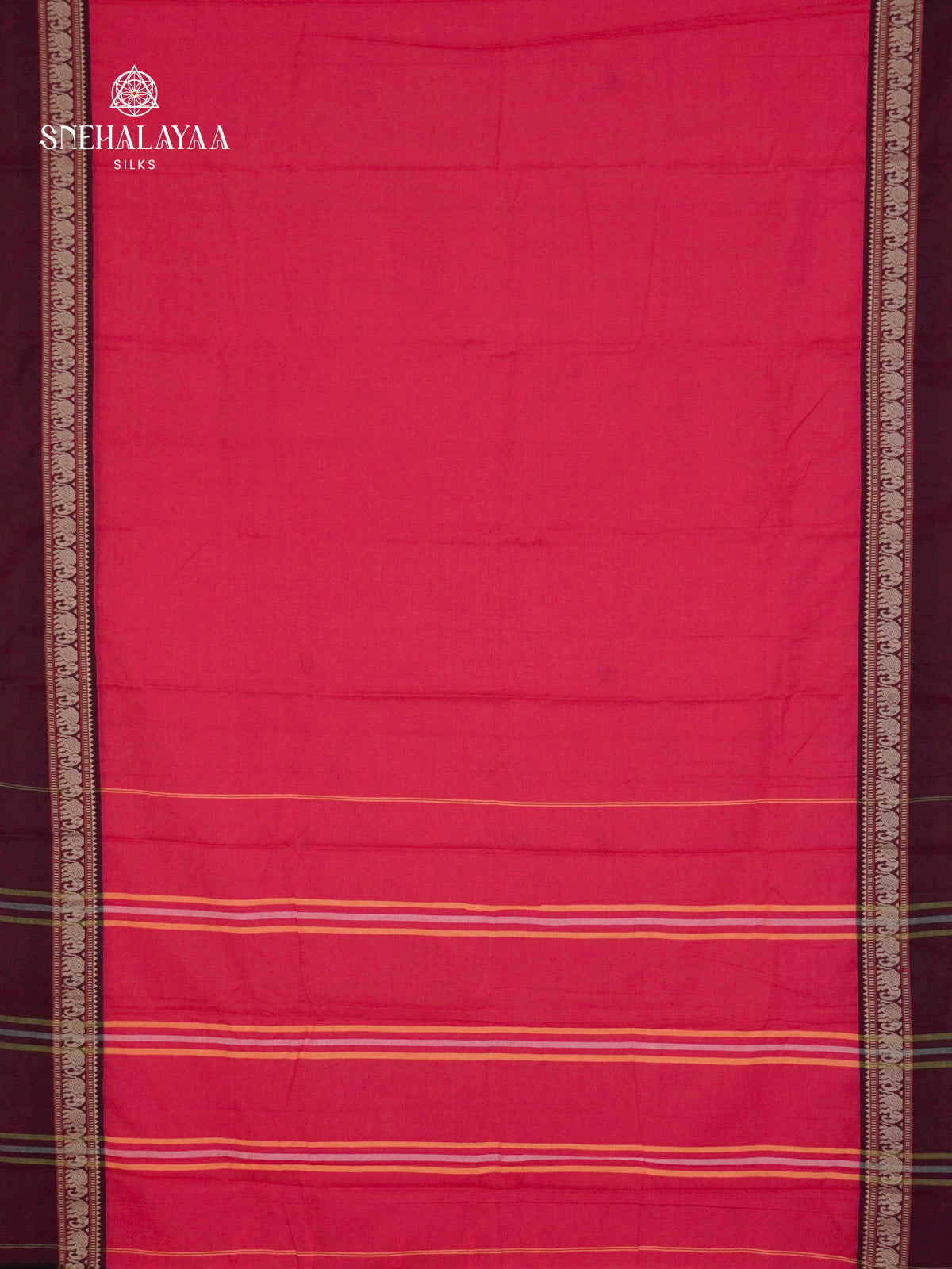 Rose Pink Narayanpet Cotton Saree without Blouse